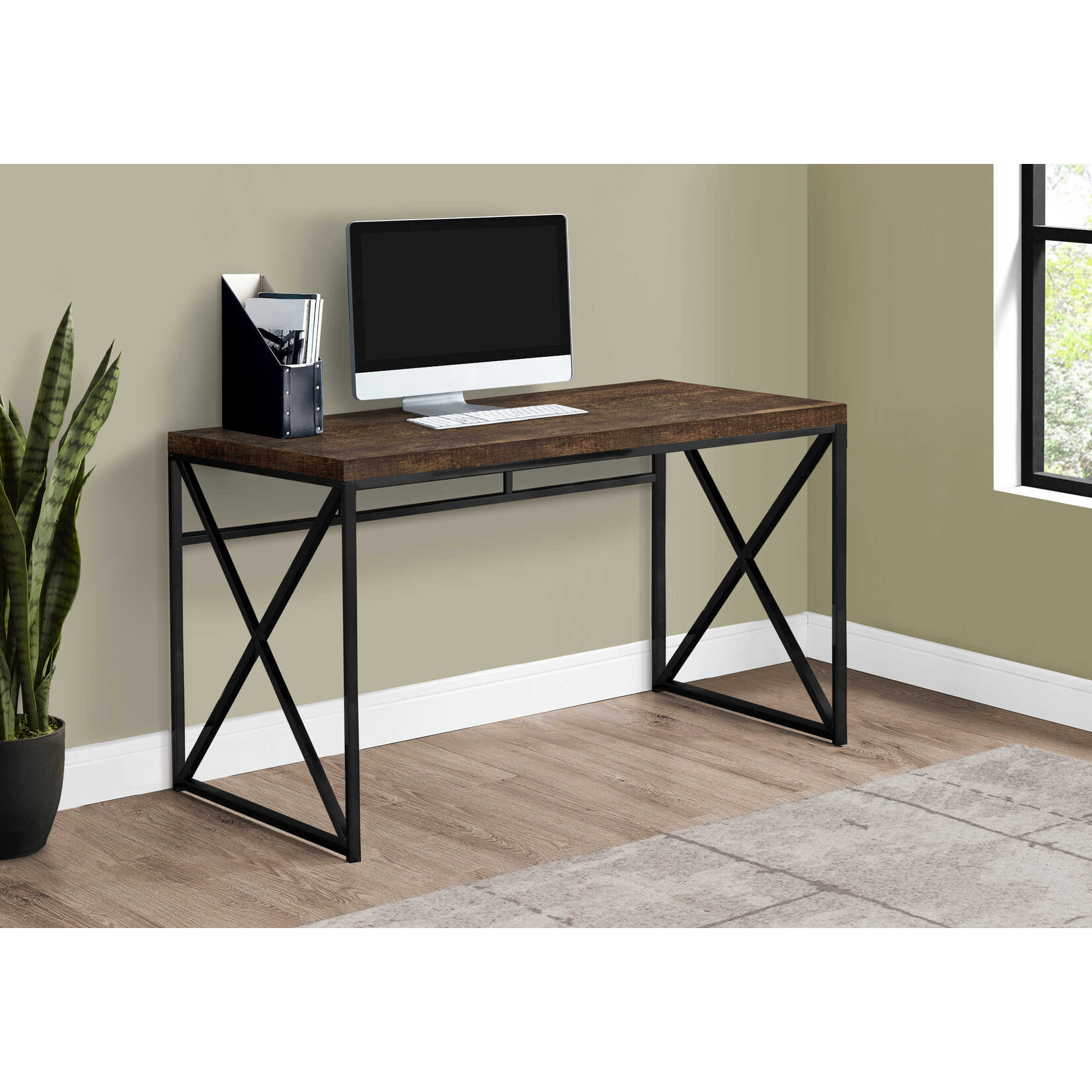 COMPUTER DESK - 48"L / BROWN RECLAIMED WOOD / BLACK METAL