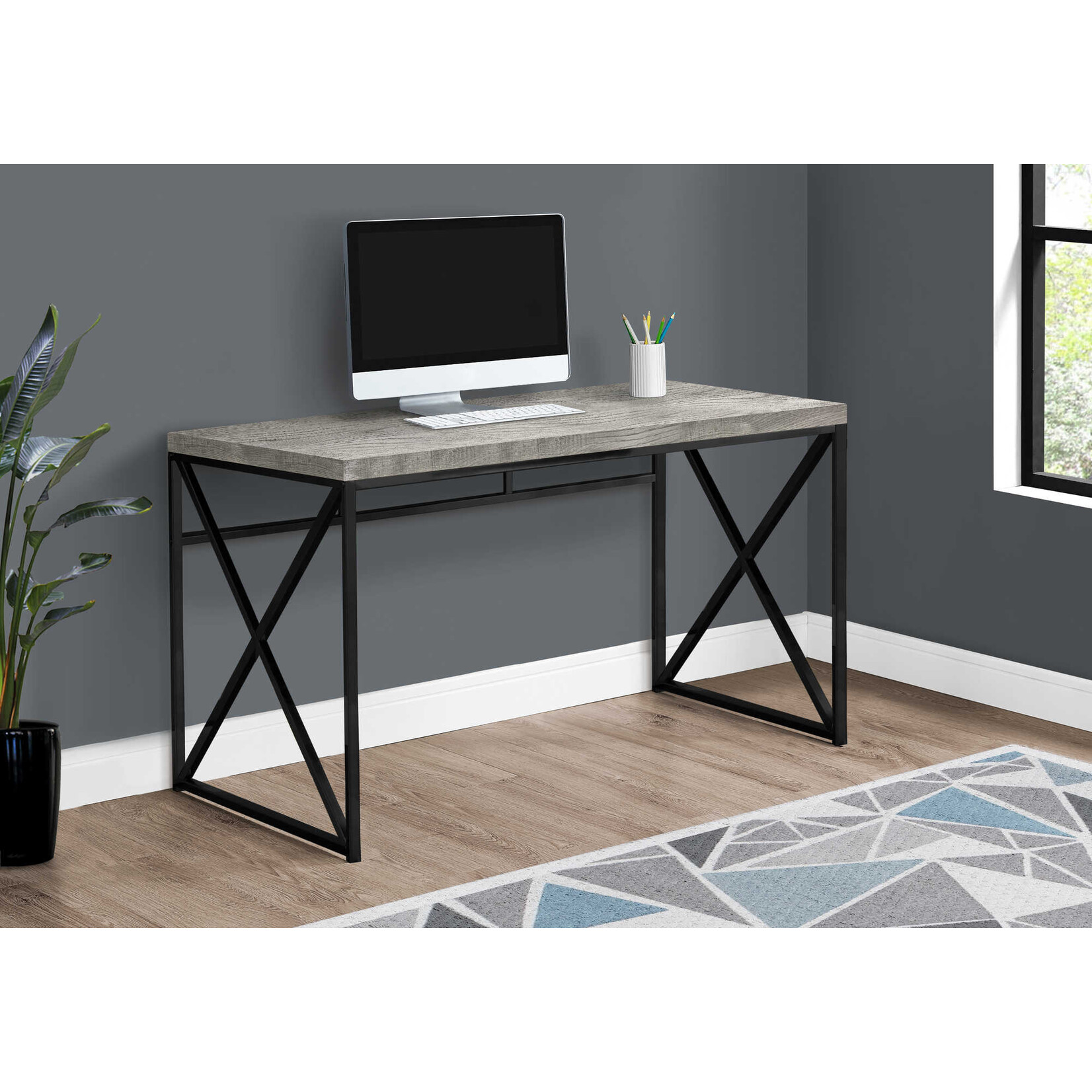 COMPUTER DESK - 48"L / GREY RECLAIMED WOOD / BLACK METAL