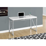 BUREAU - 48"L / BLANC LUSTRE / METAL CHROME