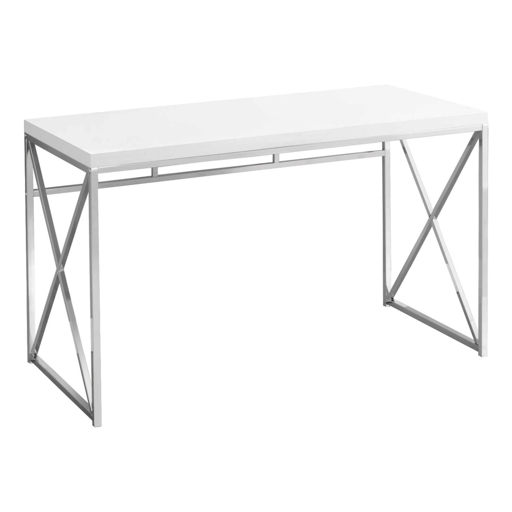 BUREAU - 48"L / BLANC LUSTRE / METAL CHROME