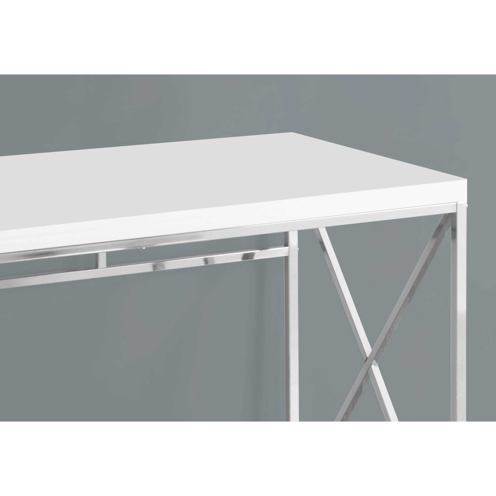 BUREAU - 48"L / BLANC LUSTRE / METAL CHROME
