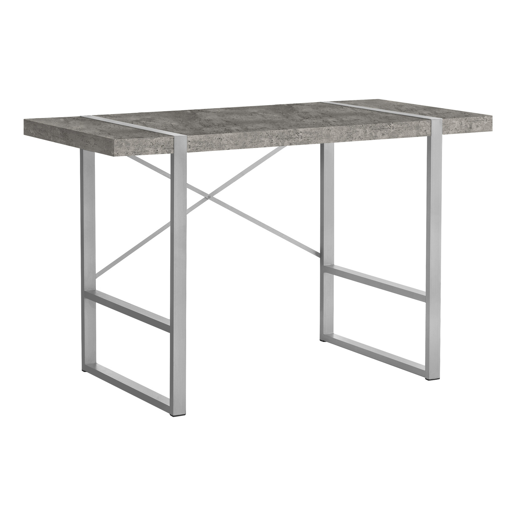COMPUTER DESK - 48"L / GREY CONCRETE-LOOK / SILVER METAL