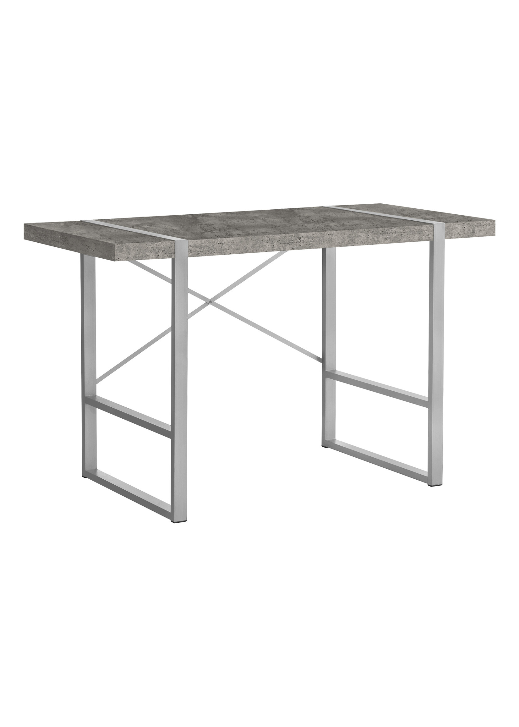 COMPUTER DESK - 48"L / GREY CONCRETE-LOOK / SILVER METAL