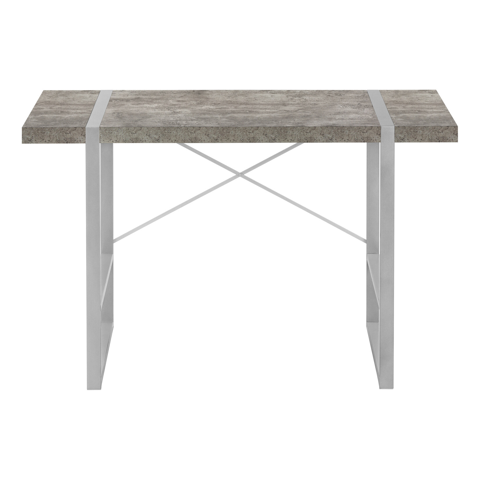 BUREAU - 48"L / SIMILI-CIMENT GRIS / METAL ARGENT