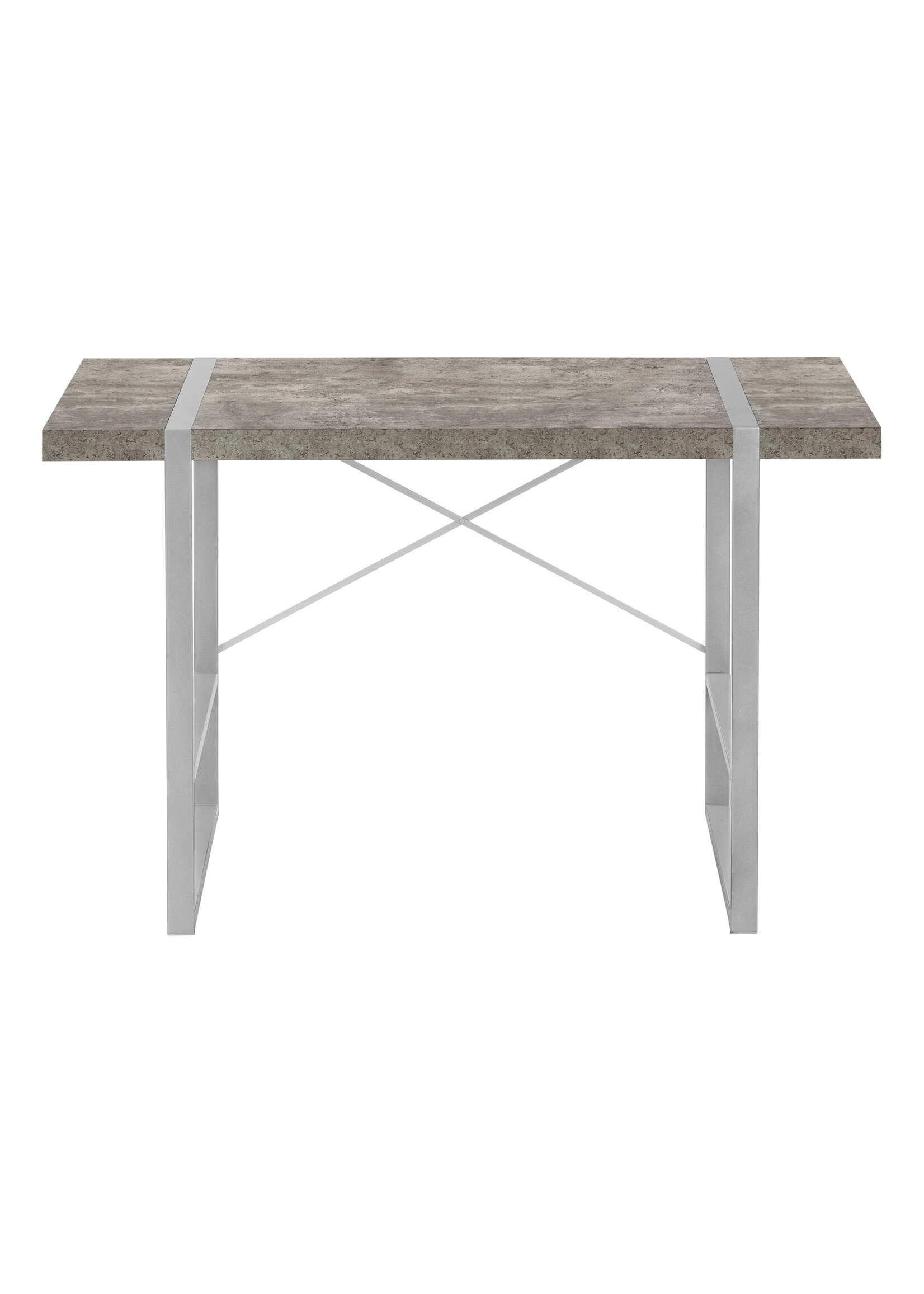 BUREAU - 48"L / SIMILI-CIMENT GRIS / METAL ARGENT