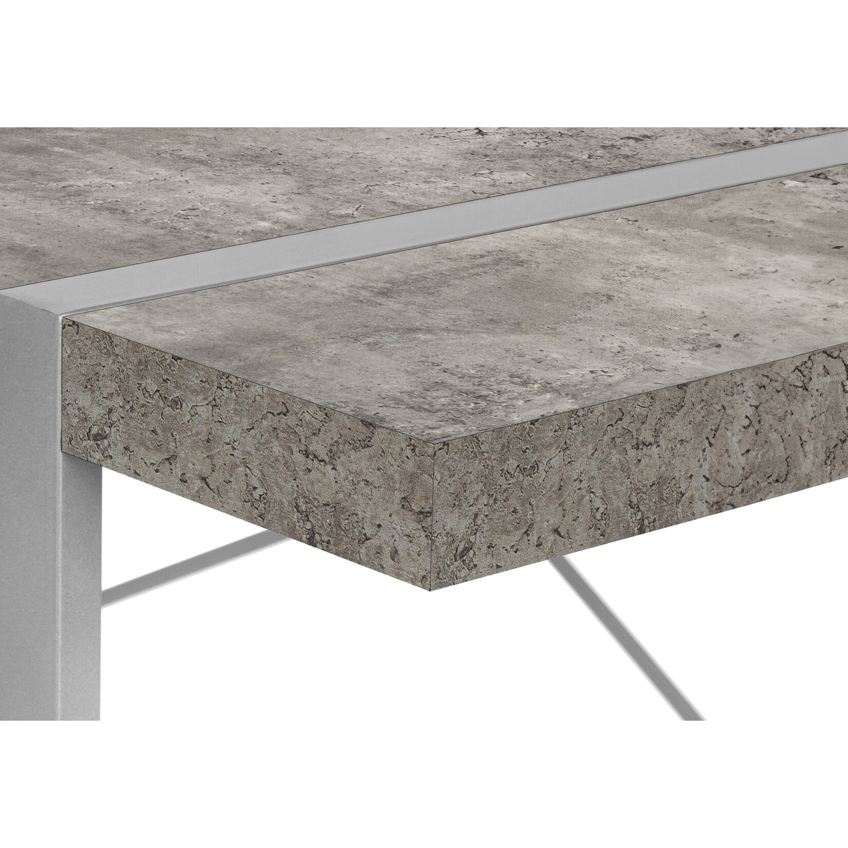 COMPUTER DESK - 48"L / GREY CONCRETE-LOOK / SILVER METAL