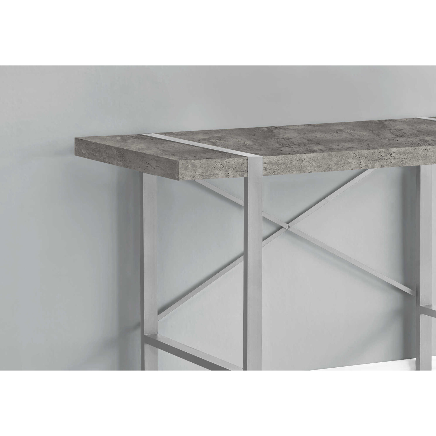 COMPUTER DESK - 48"L / GREY CONCRETE-LOOK / SILVER METAL