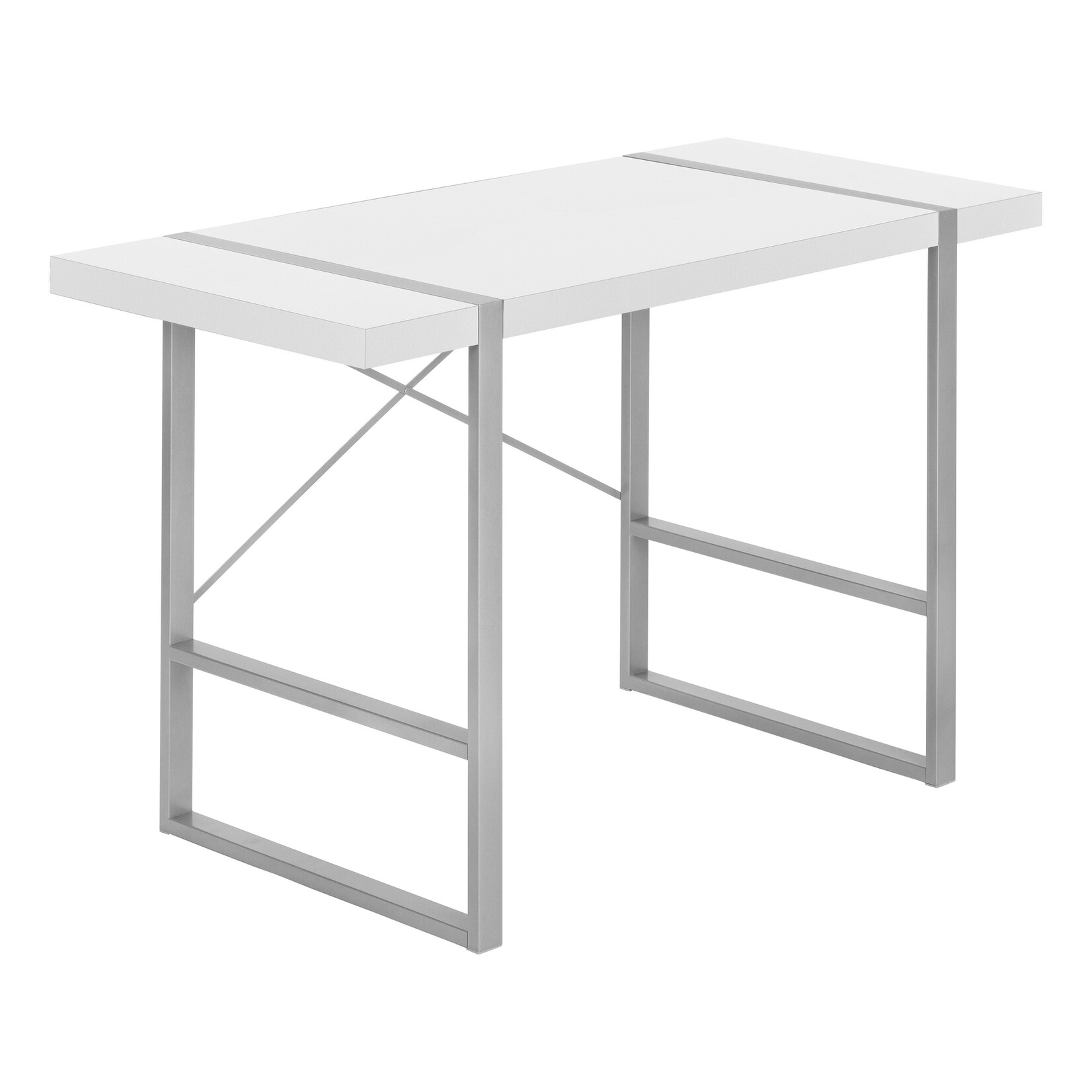 COMPUTER DESK - 48"L / WHITE / SILVER METAL