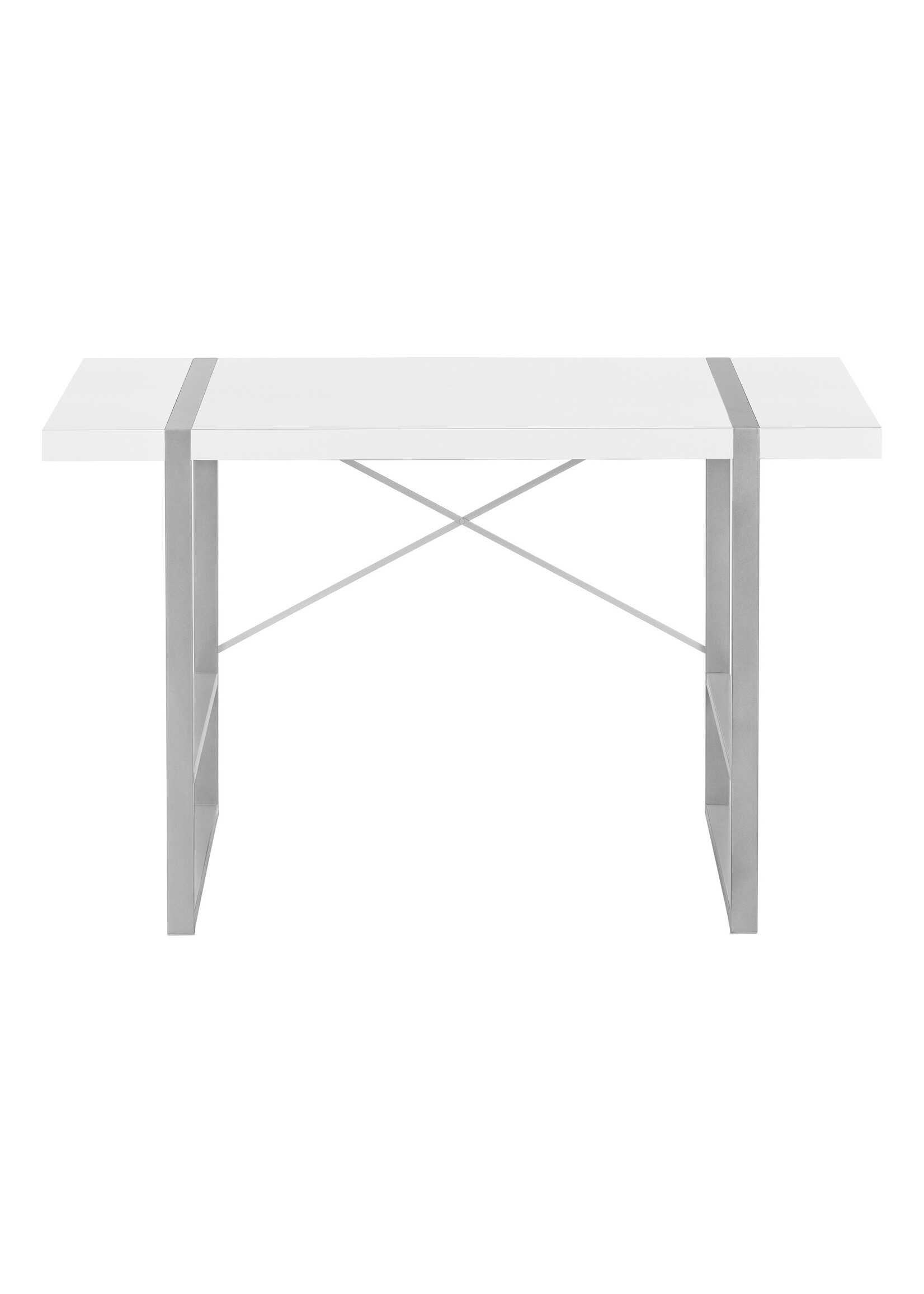 BUREAU - 48"L / BLANC / METAL ARGENT