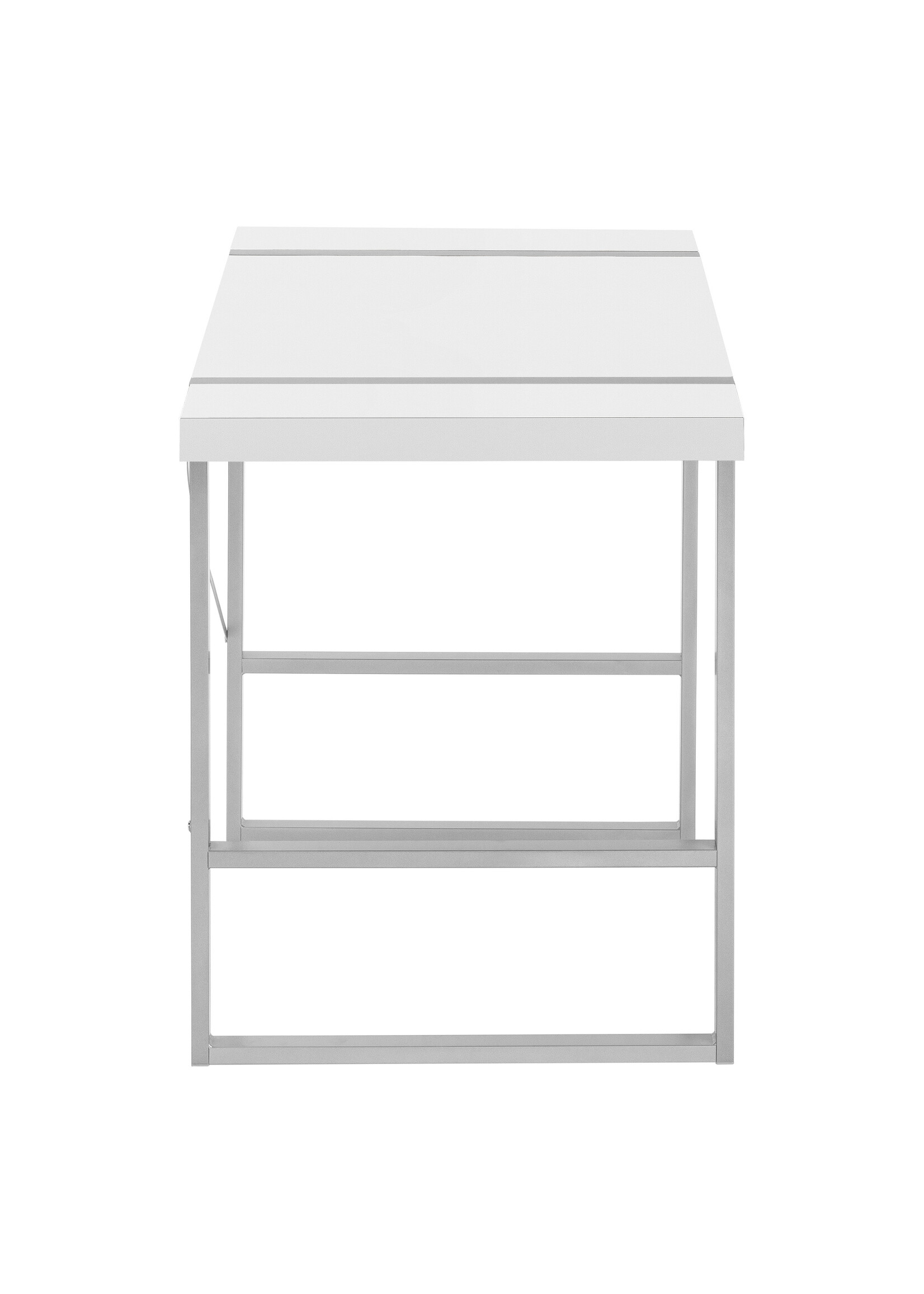 BUREAU - 48"L / BLANC / METAL ARGENT