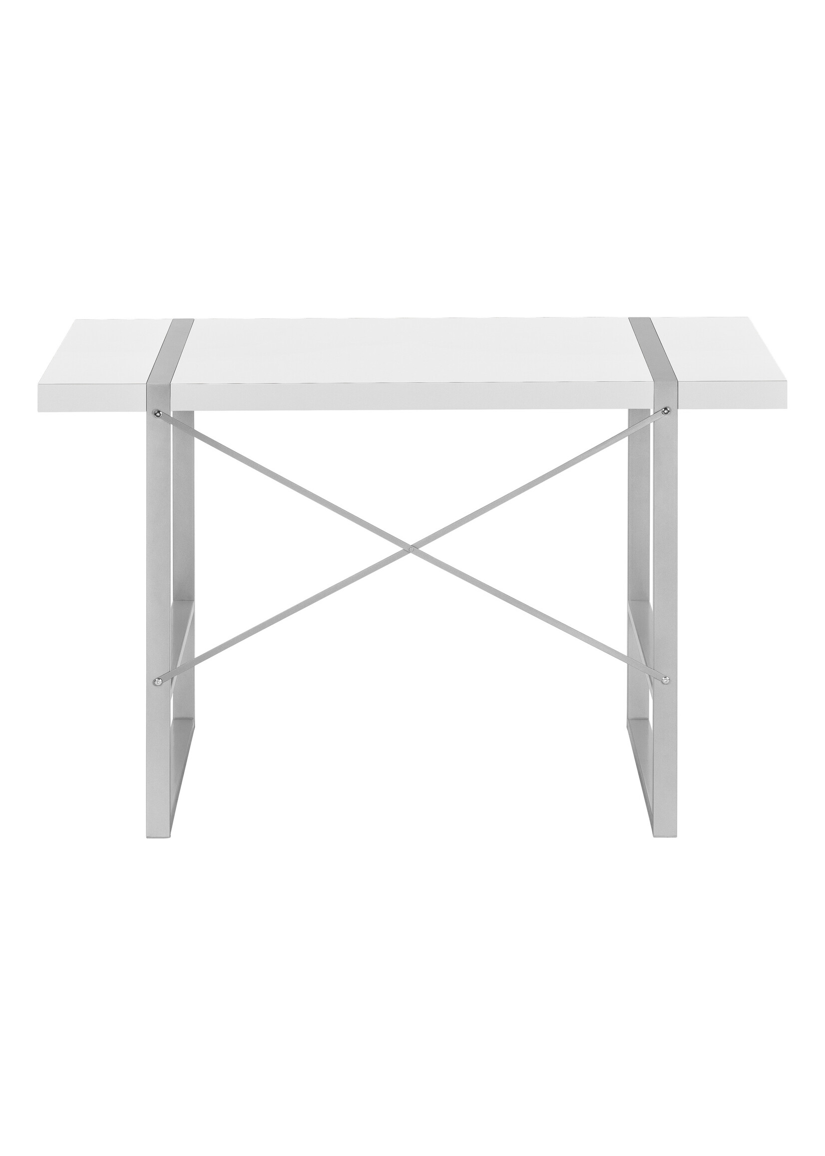 BUREAU - 48"L / BLANC / METAL ARGENT