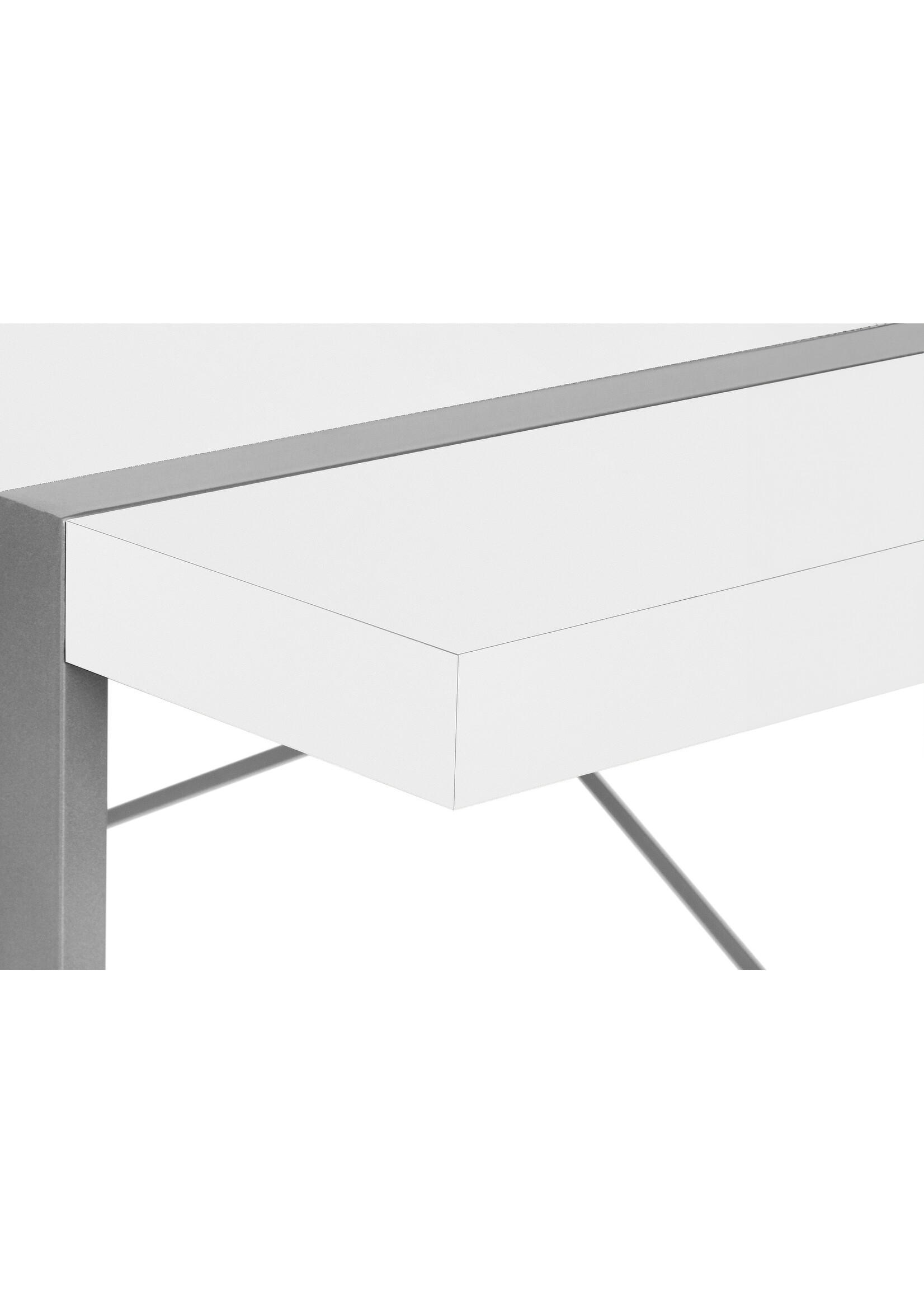 BUREAU - 48"L / BLANC / METAL ARGENT