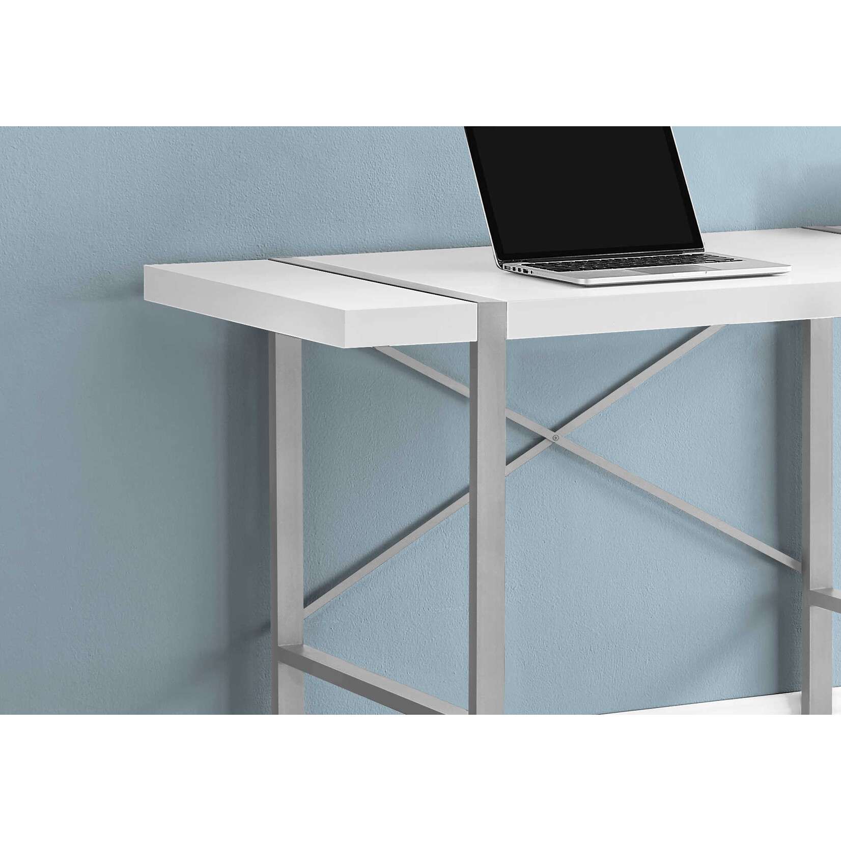 BUREAU - 48"L / BLANC / METAL ARGENT