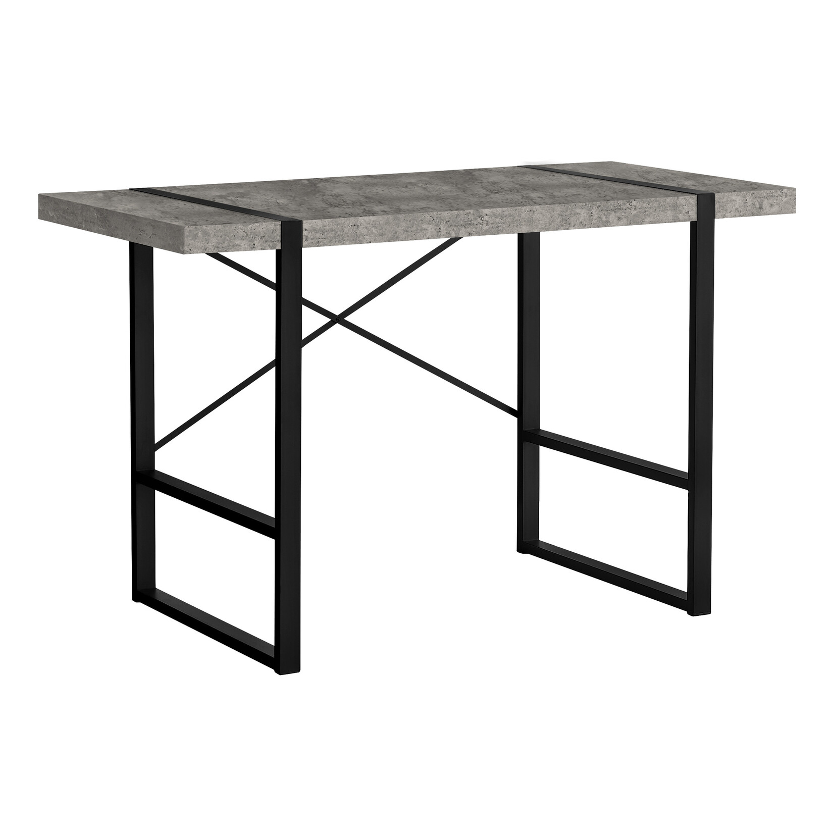 COMPUTER DESK - 48"L / GREY CONCRETE-LOOK / BLACK METAL