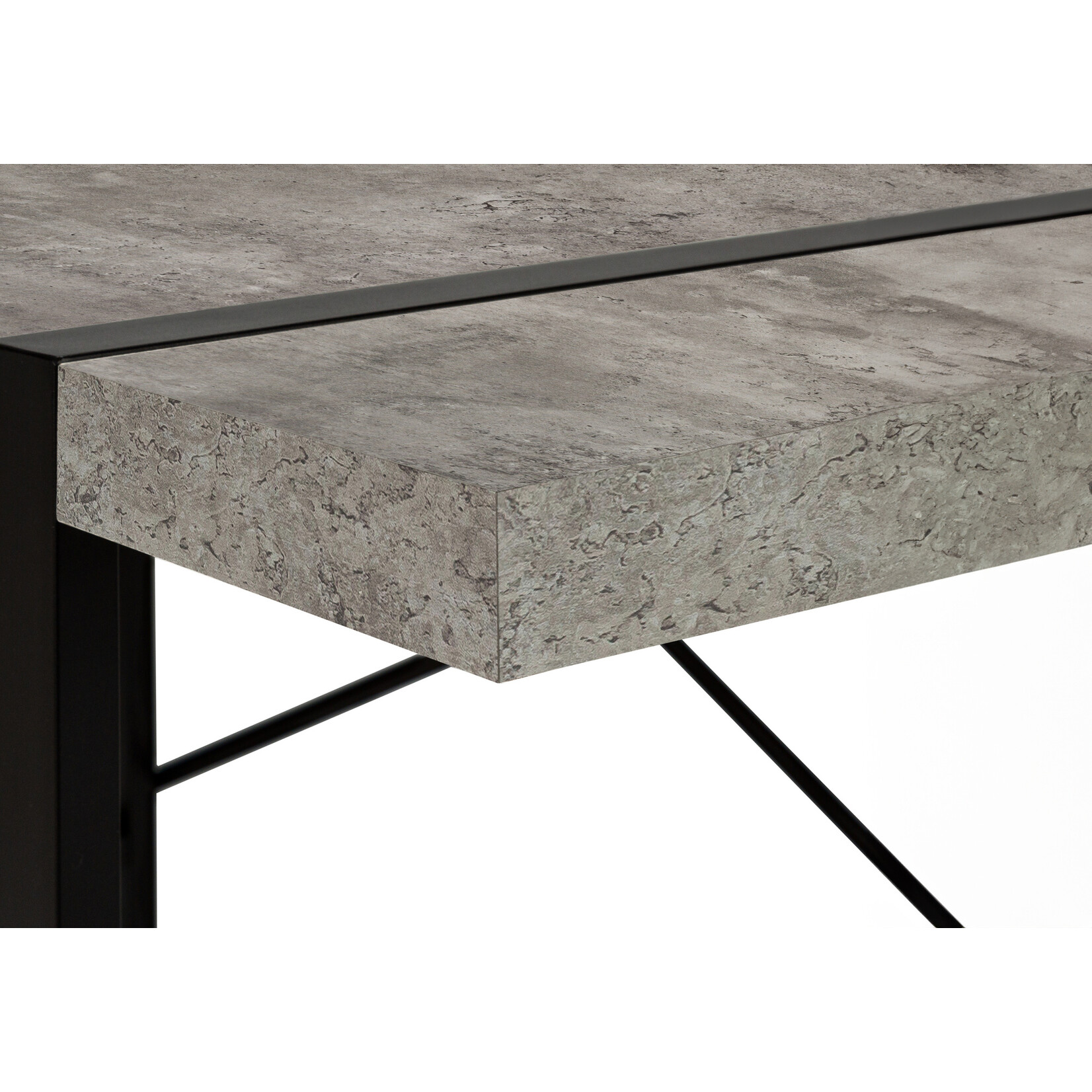 COMPUTER DESK - 48"L / GREY CONCRETE-LOOK / BLACK METAL