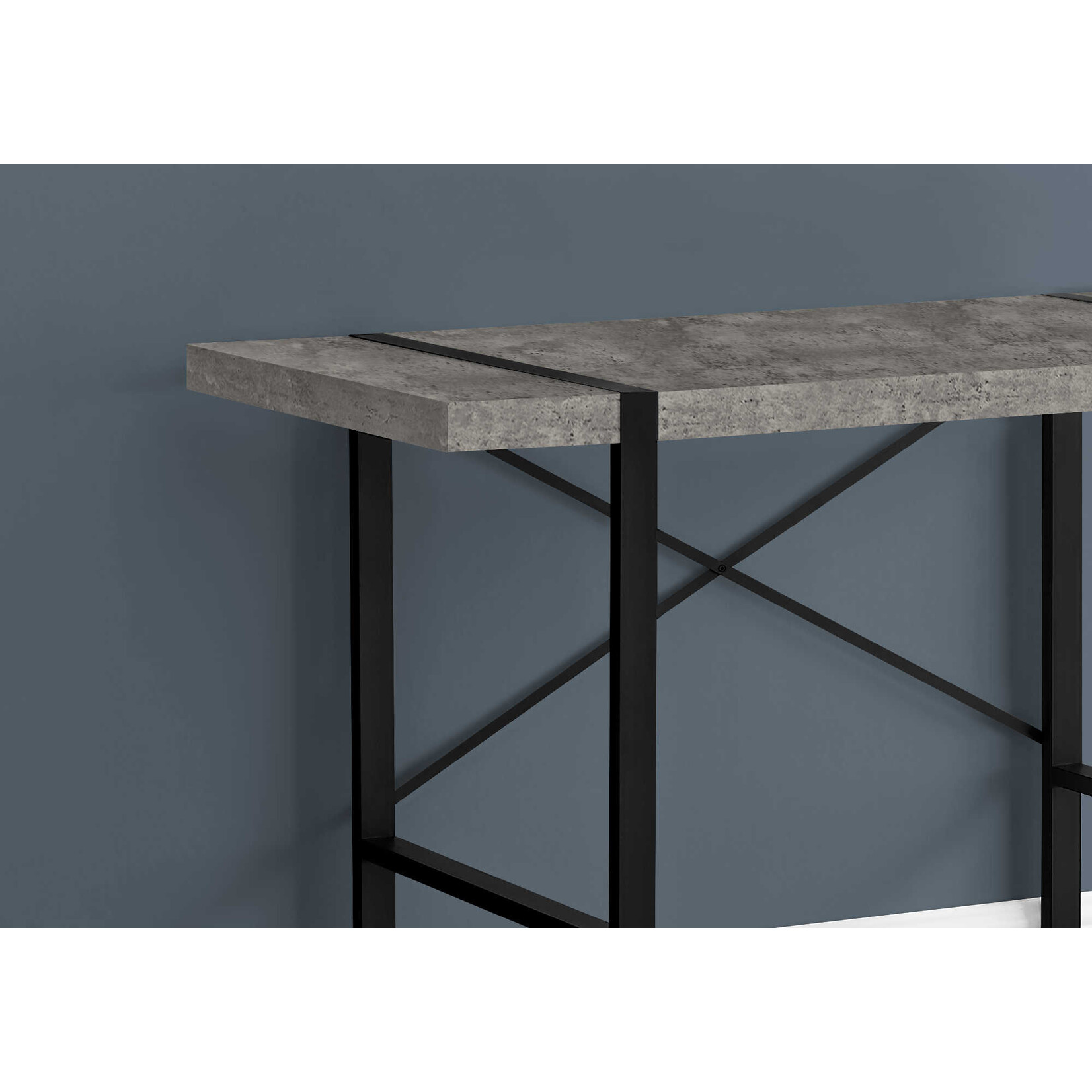COMPUTER DESK - 48"L / GREY CONCRETE-LOOK / BLACK METAL
