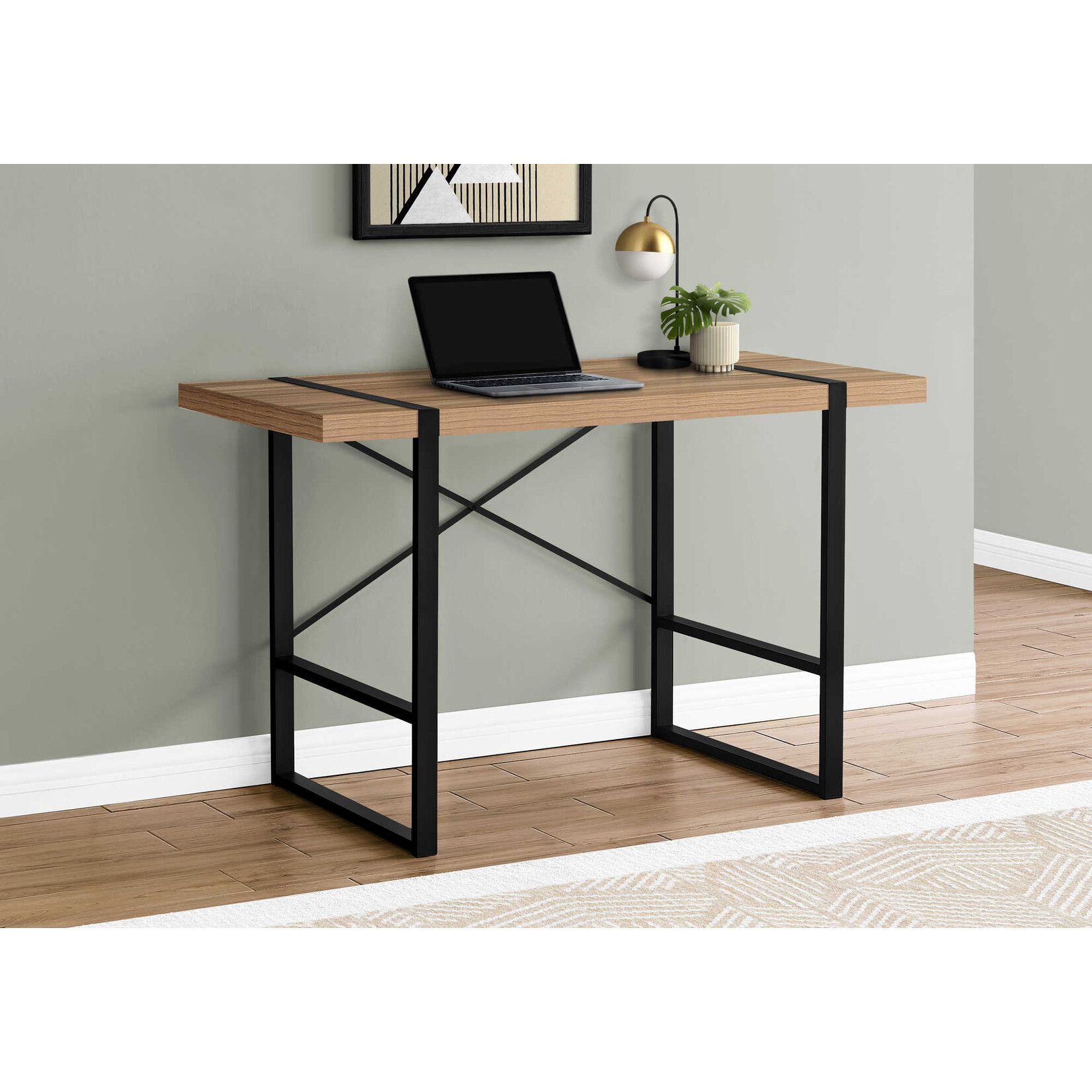 COMPUTER DESK - 48"L / LIGHT RECLAIMED WOOD / BLACK METAL