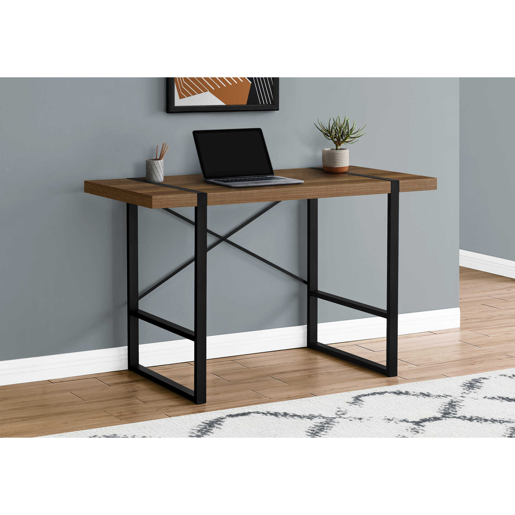 COMPUTER DESK - 48"L / WALNUT / BLACK METAL