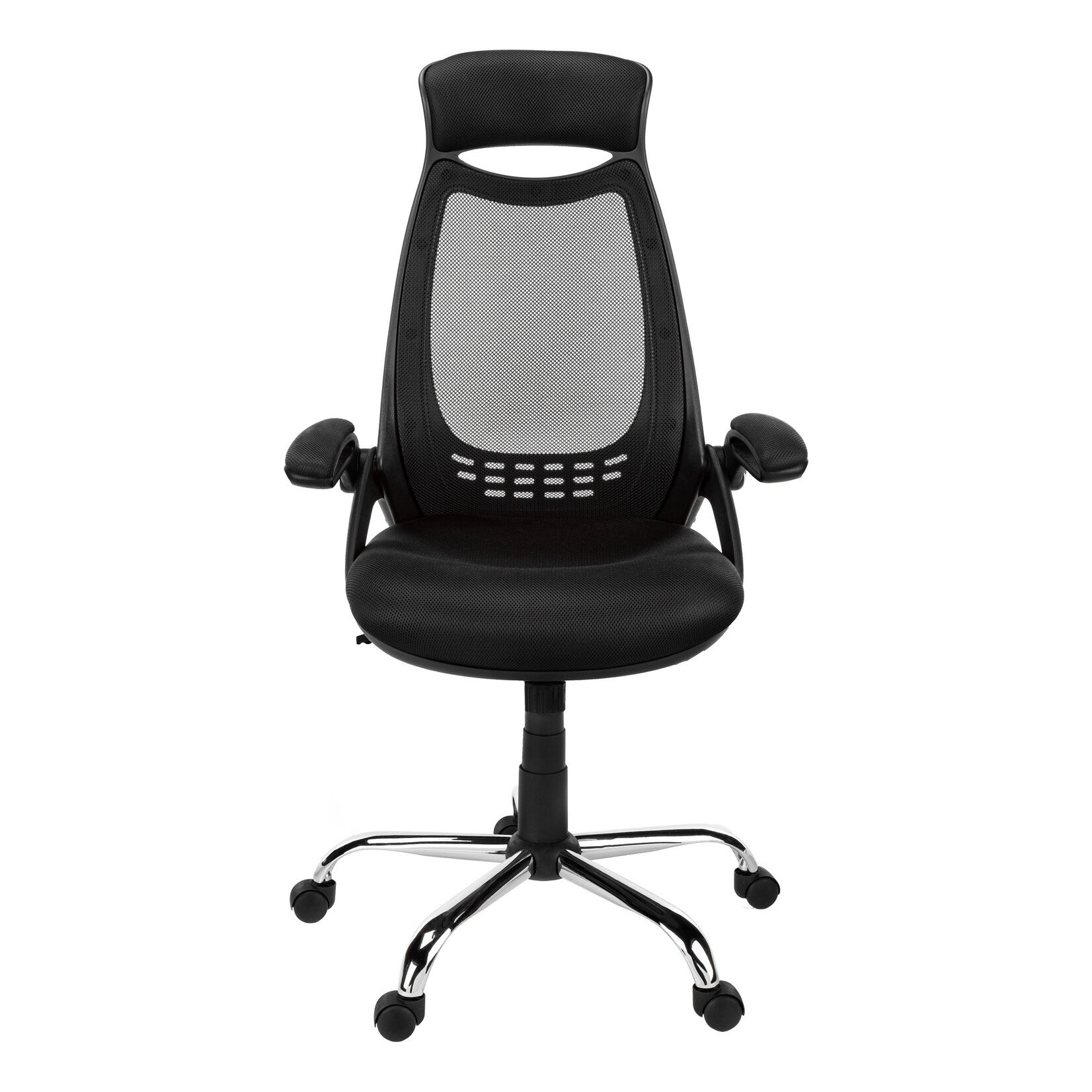 Chaise de Bureau Executive - Meche Noir, Dossier Haut Chrome