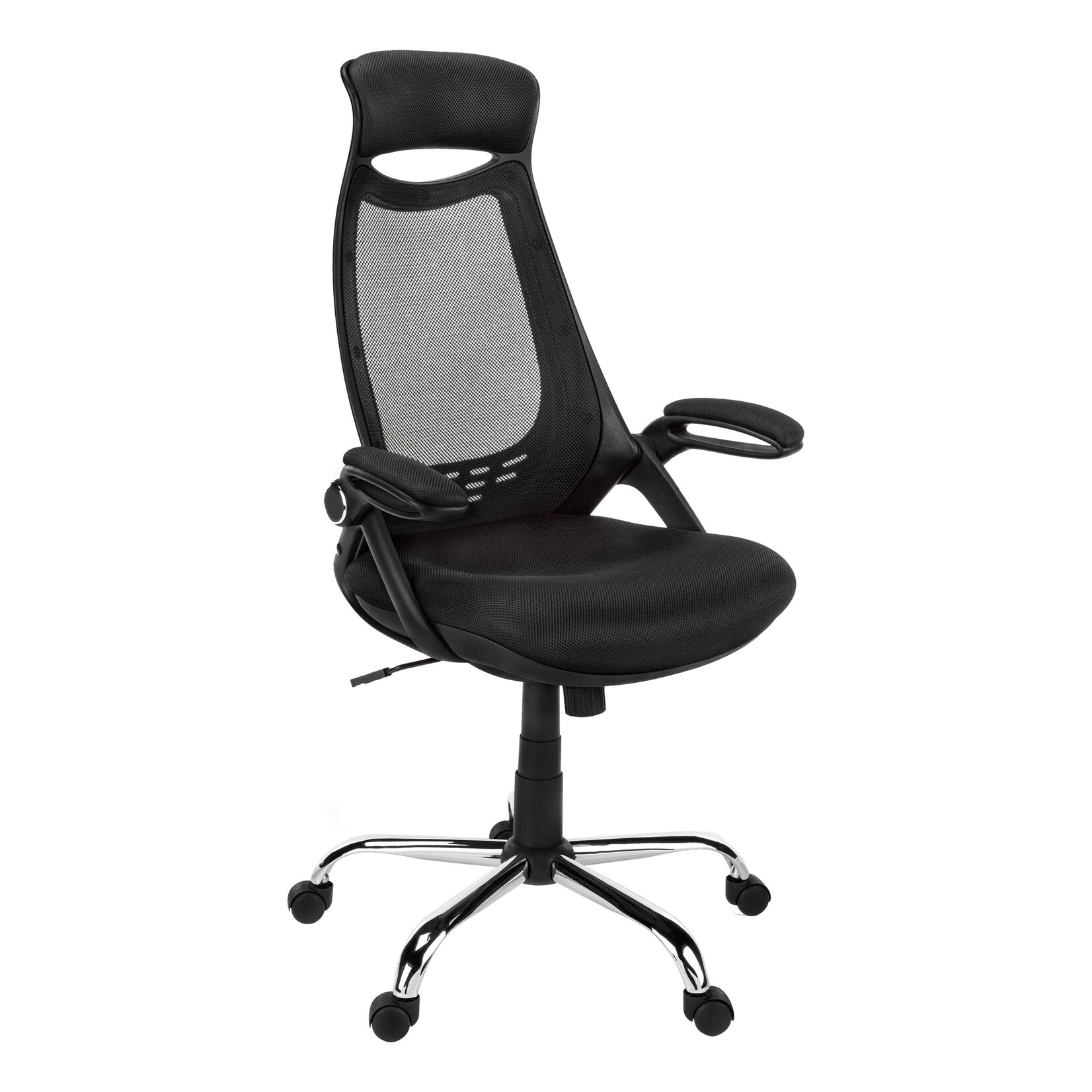 Chaise de Bureau Executive - Meche Noir, Dossier Haut Chrome