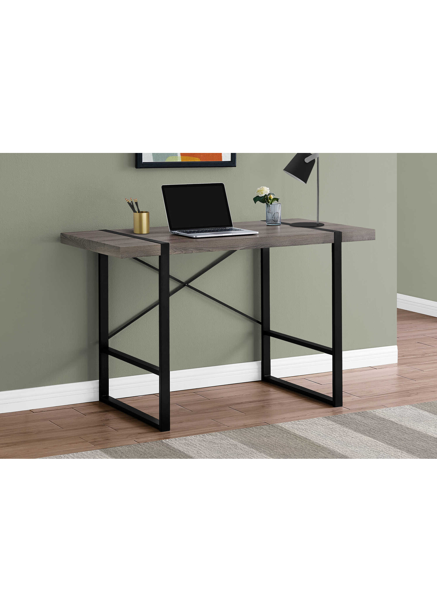 BUREAU - 48"L / TAUPE FONCE / METAL NOIR