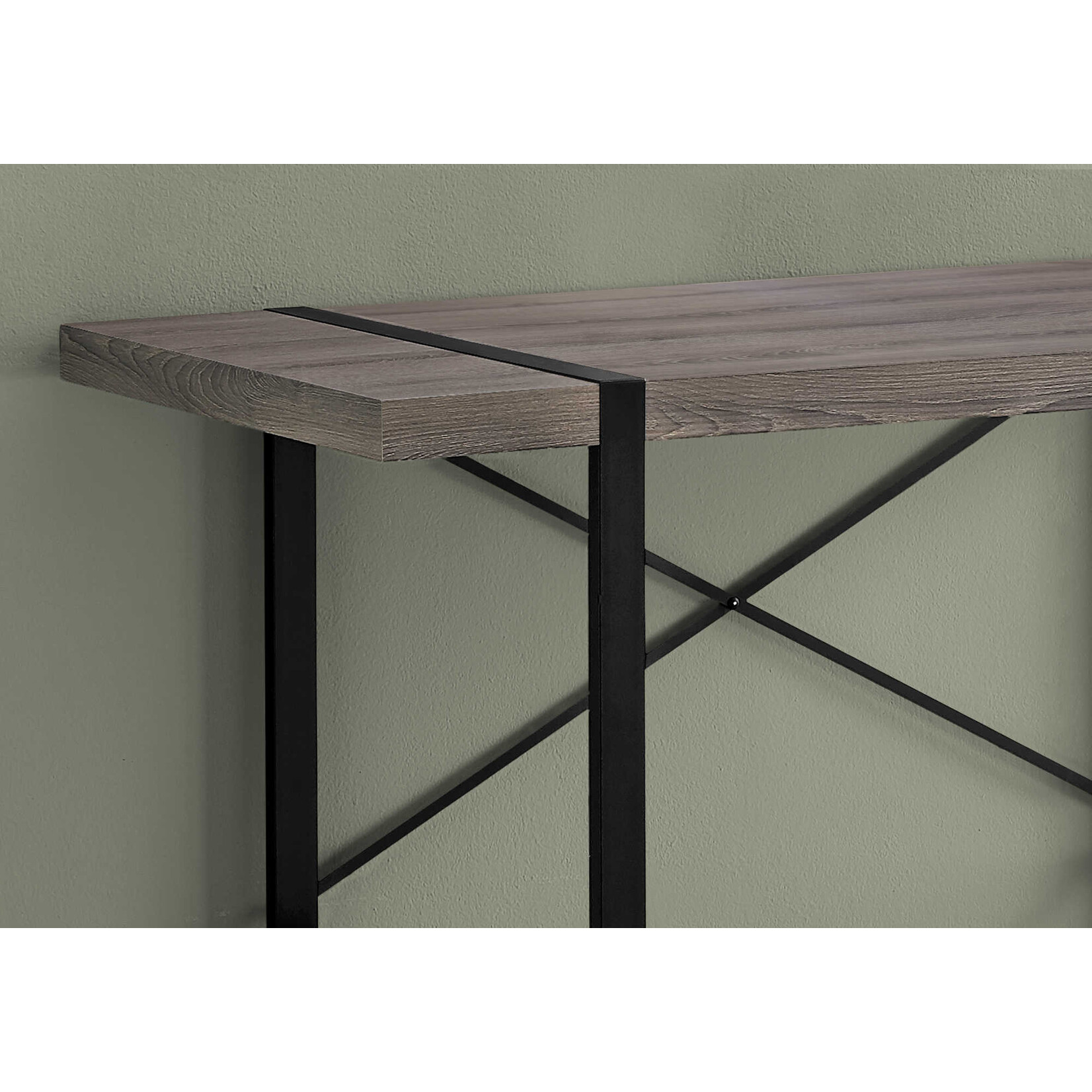 COMPUTER DESK - 48"L / DARK TAUPE / BLACK METAL