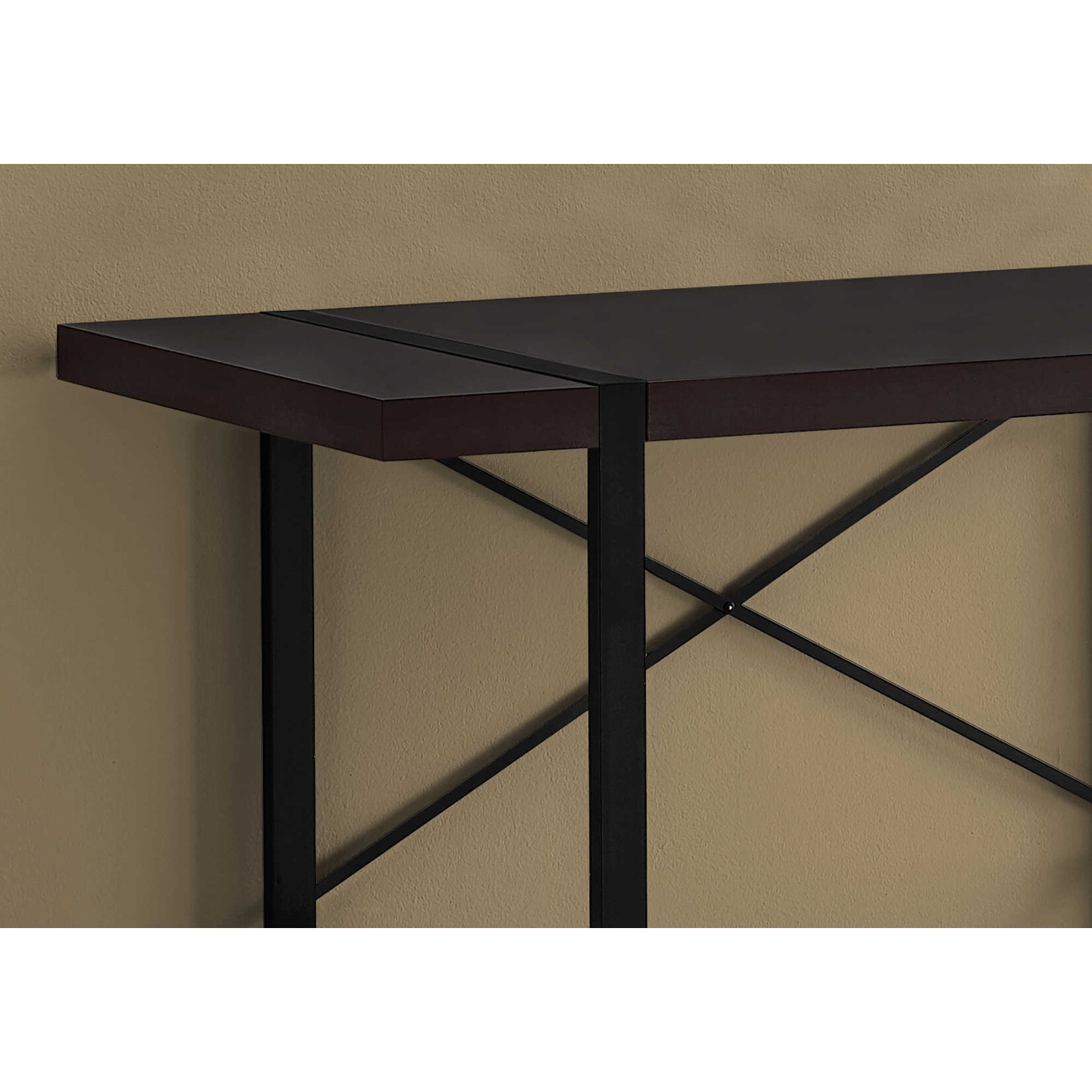 COMPUTER DESK - 48"L / ESPRESSO / BLACK METAL