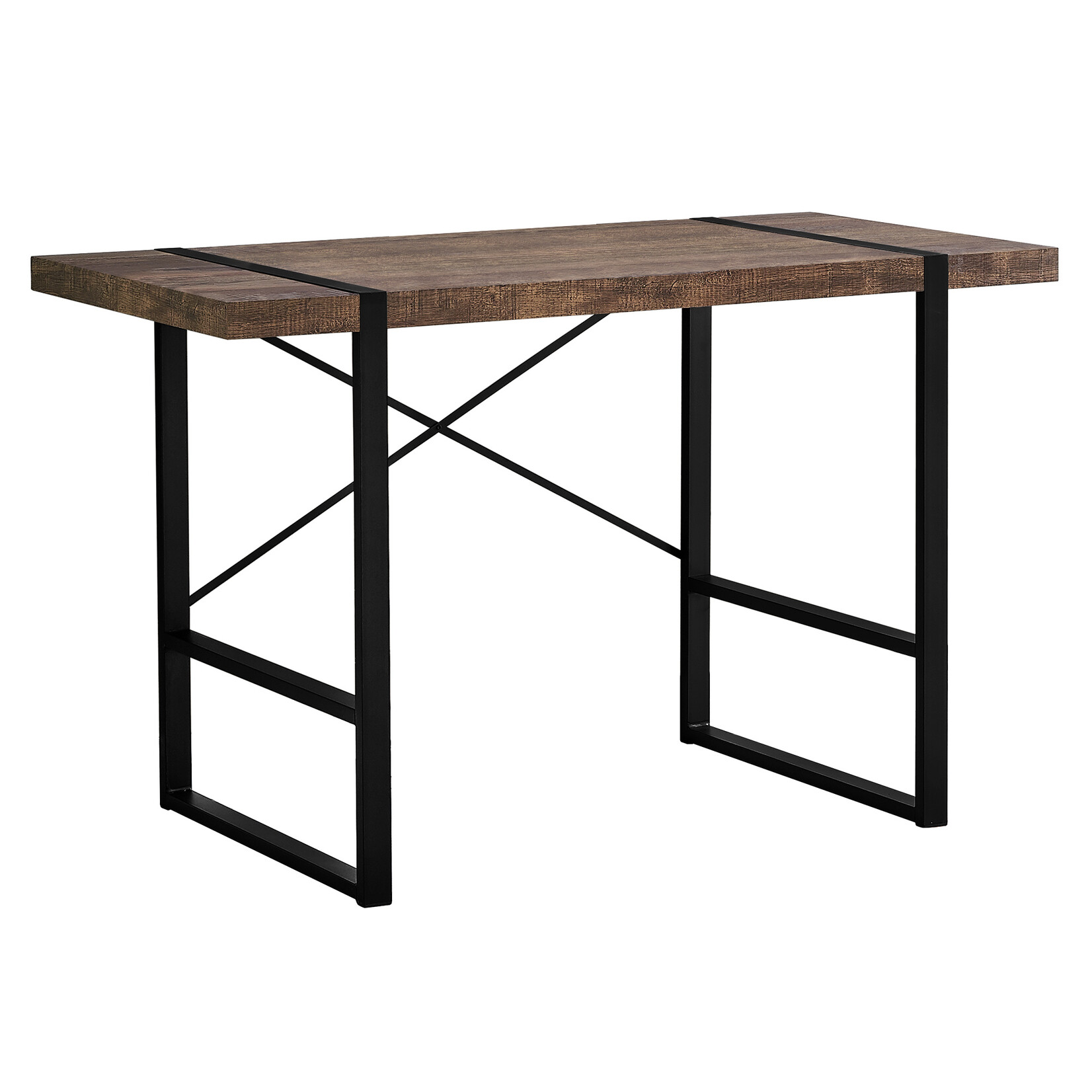 BUREAU - 48"L / FAUX BOIS BRUN / METAL NOIR