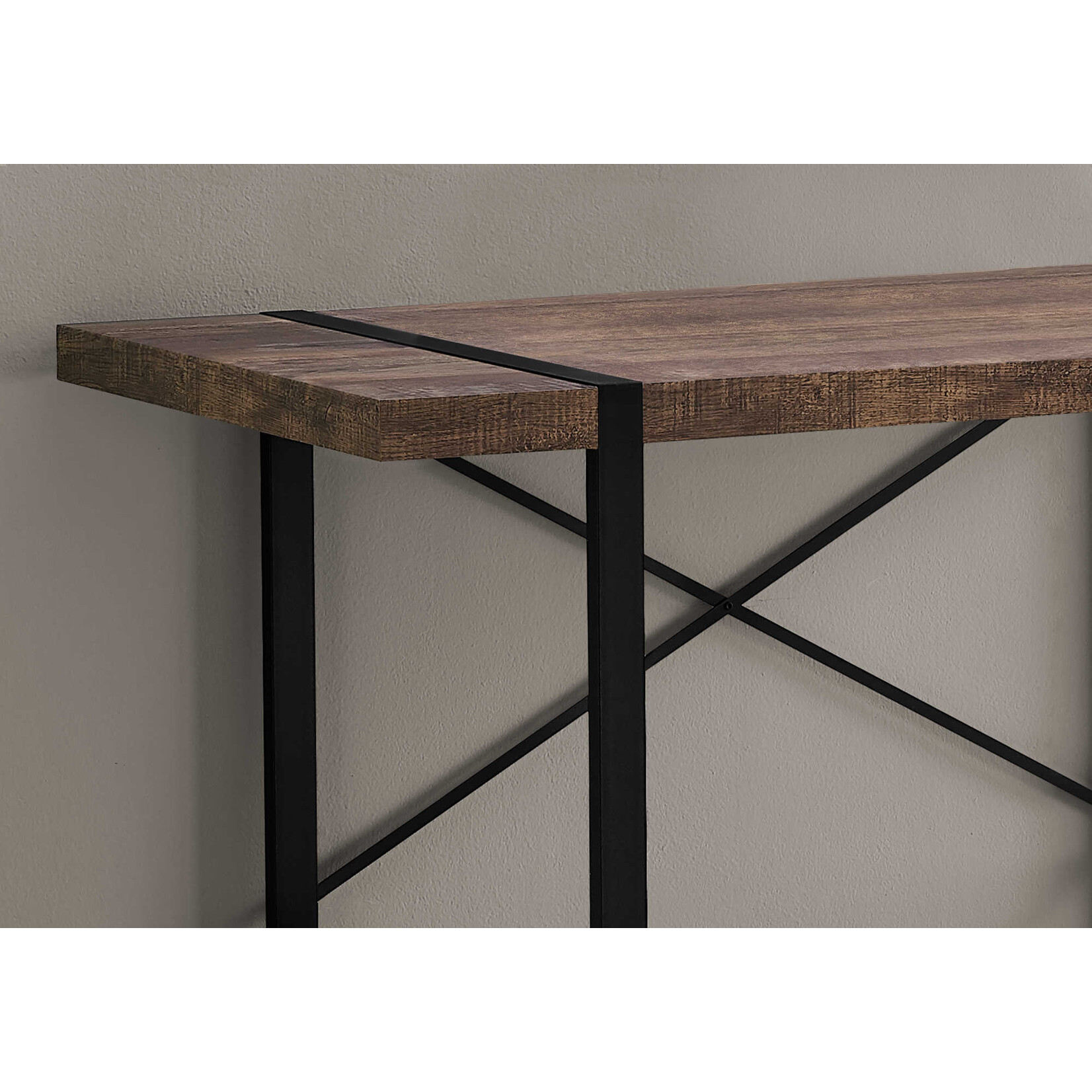 BUREAU - 48"L / FAUX BOIS BRUN / METAL NOIR