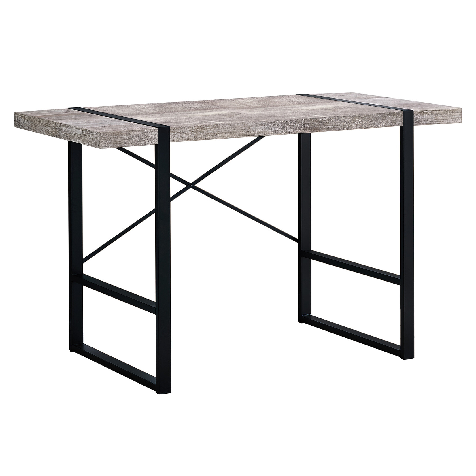 BUREAU - 48"L / FAUX BOIS TAUPE / METAL NOIR