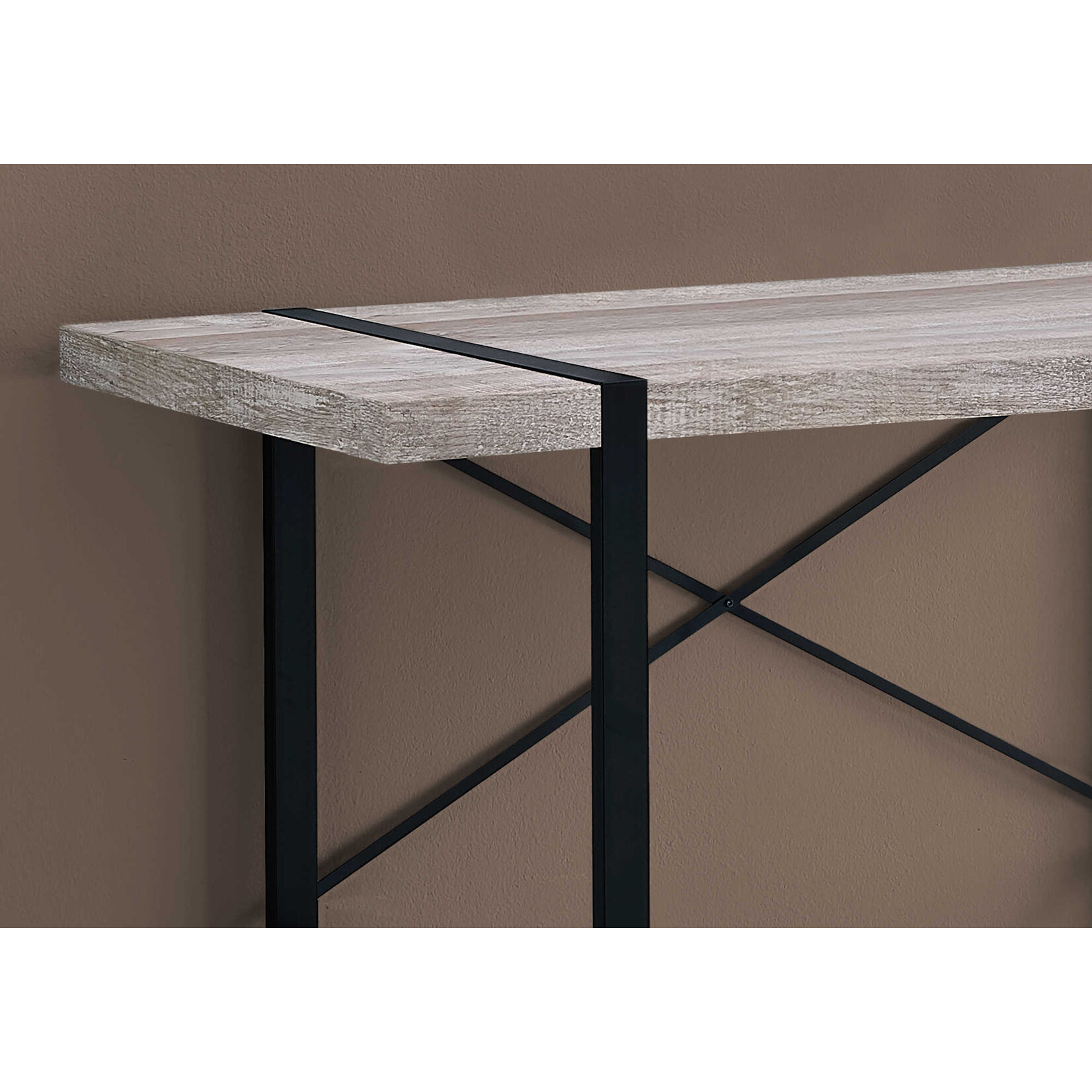 BUREAU - 48"L / FAUX BOIS TAUPE / METAL NOIR