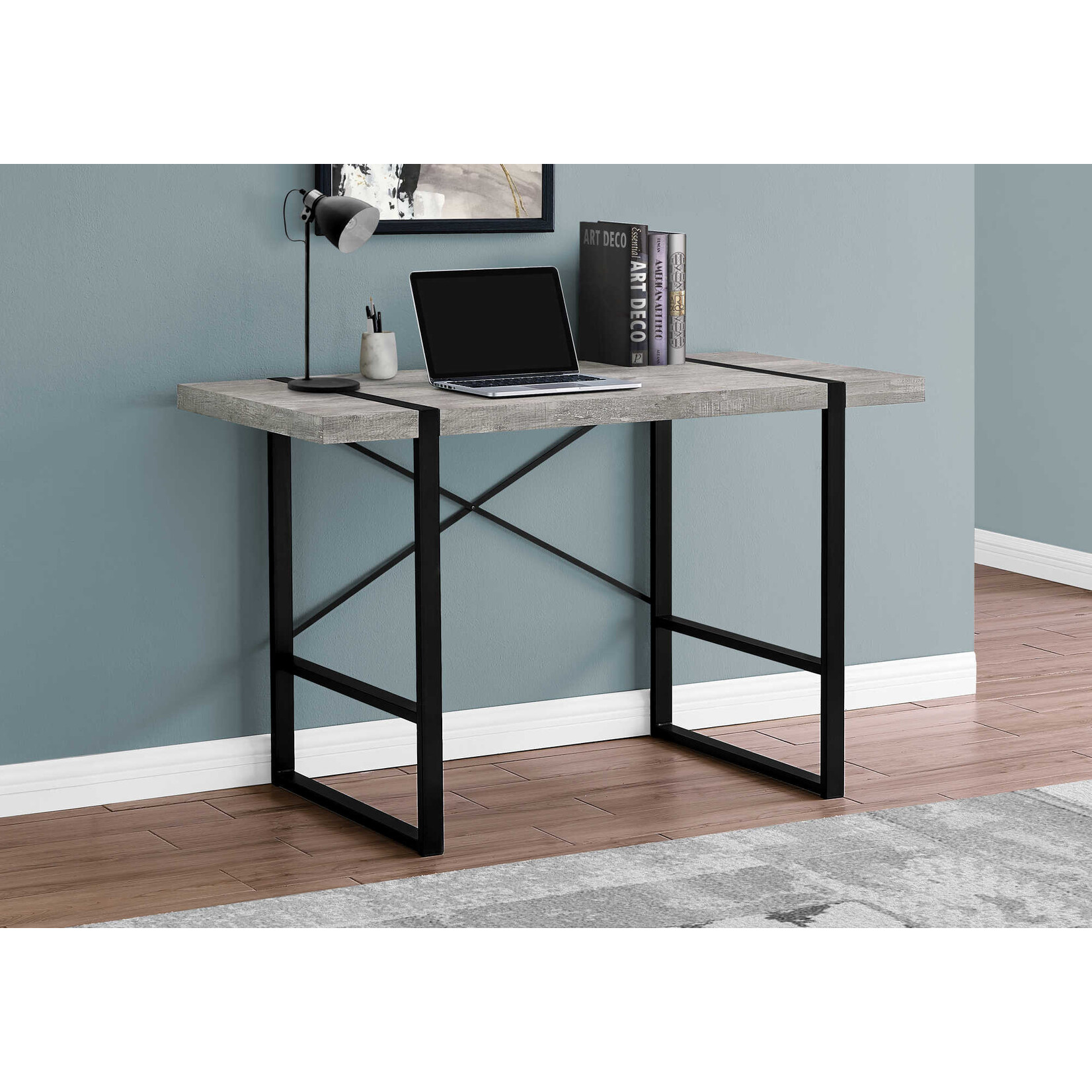 COMPUTER DESK - 48"L / GREY RECLAIMED WOOD / BLACK METAL