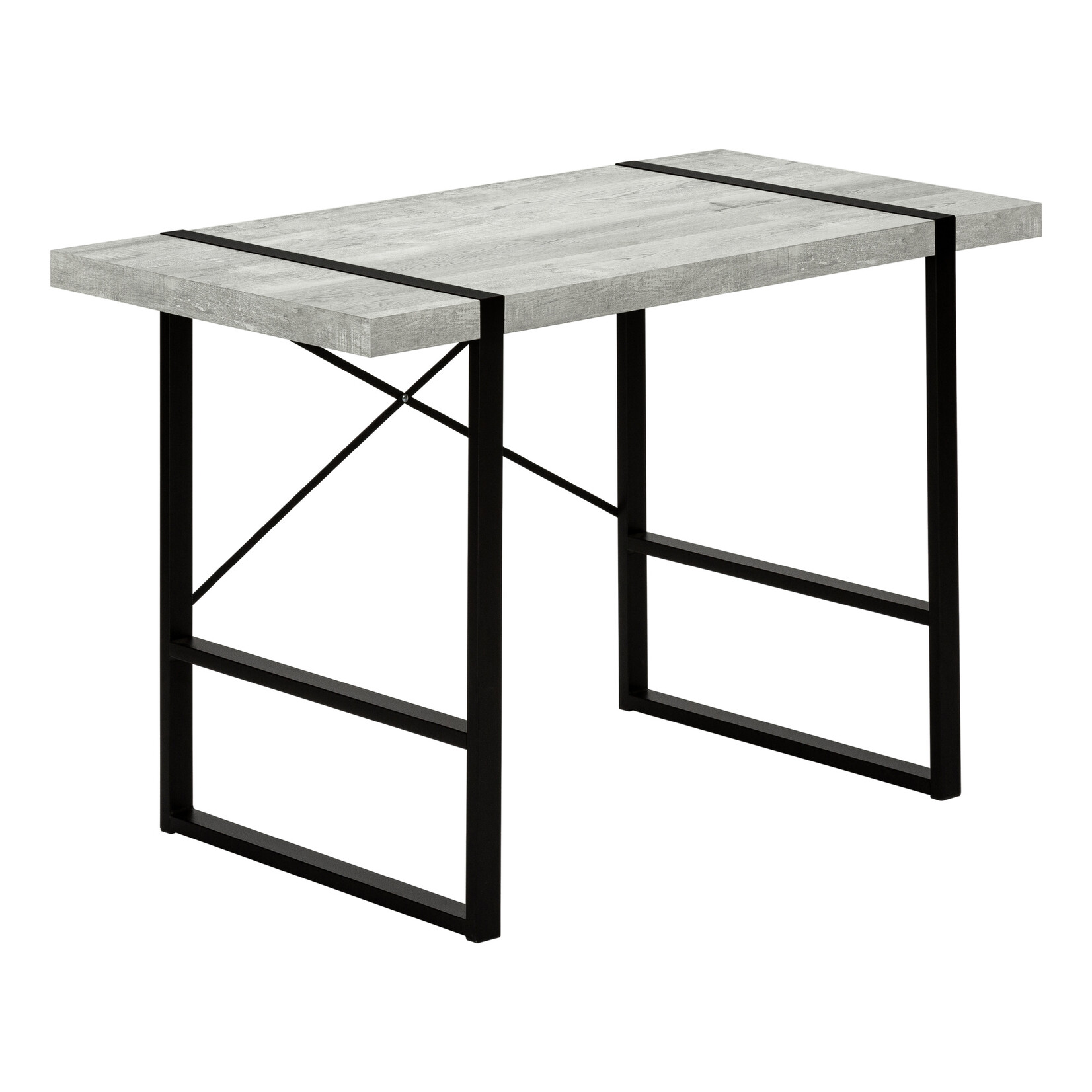 BUREAU - 48"L / FAUX BOIS GRIS / METAL NOIR