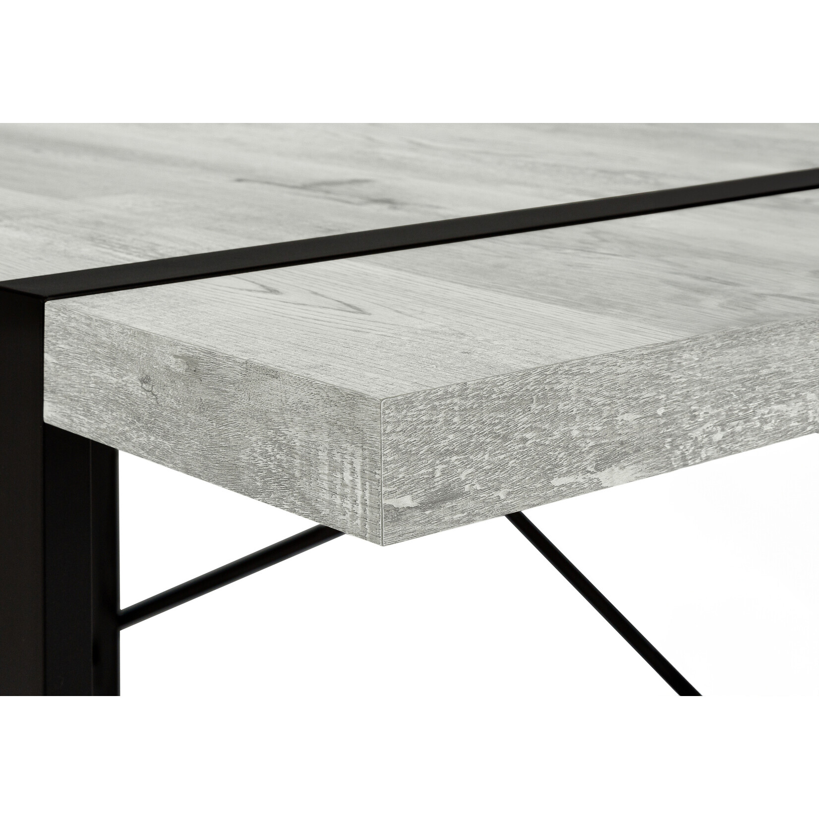 BUREAU - 48"L / FAUX BOIS GRIS / METAL NOIR