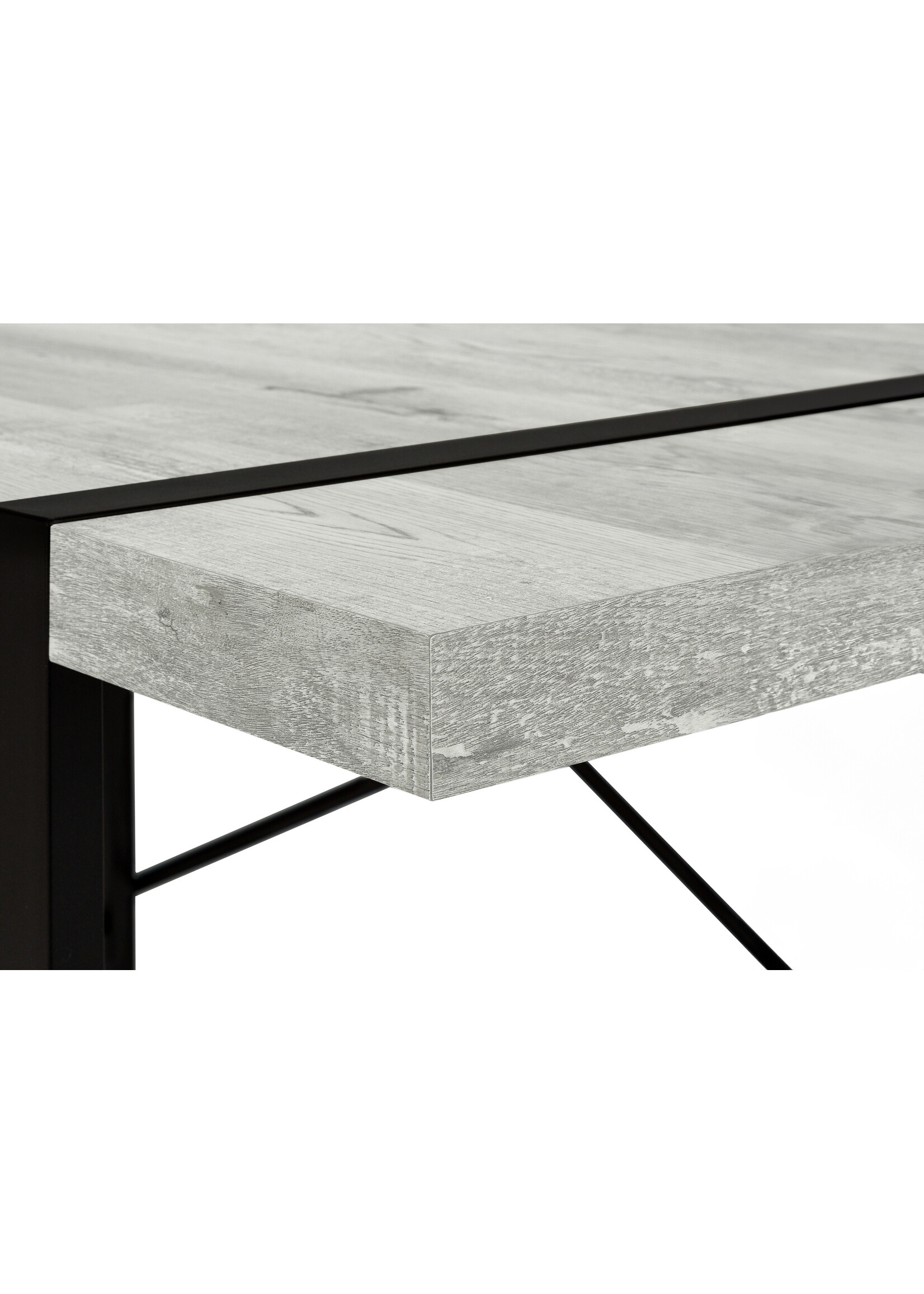 BUREAU - 48"L / FAUX BOIS GRIS / METAL NOIR