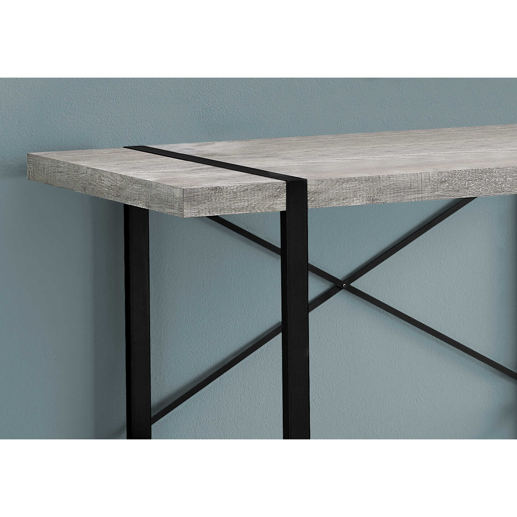 BUREAU - 48"L / FAUX BOIS GRIS / METAL NOIR