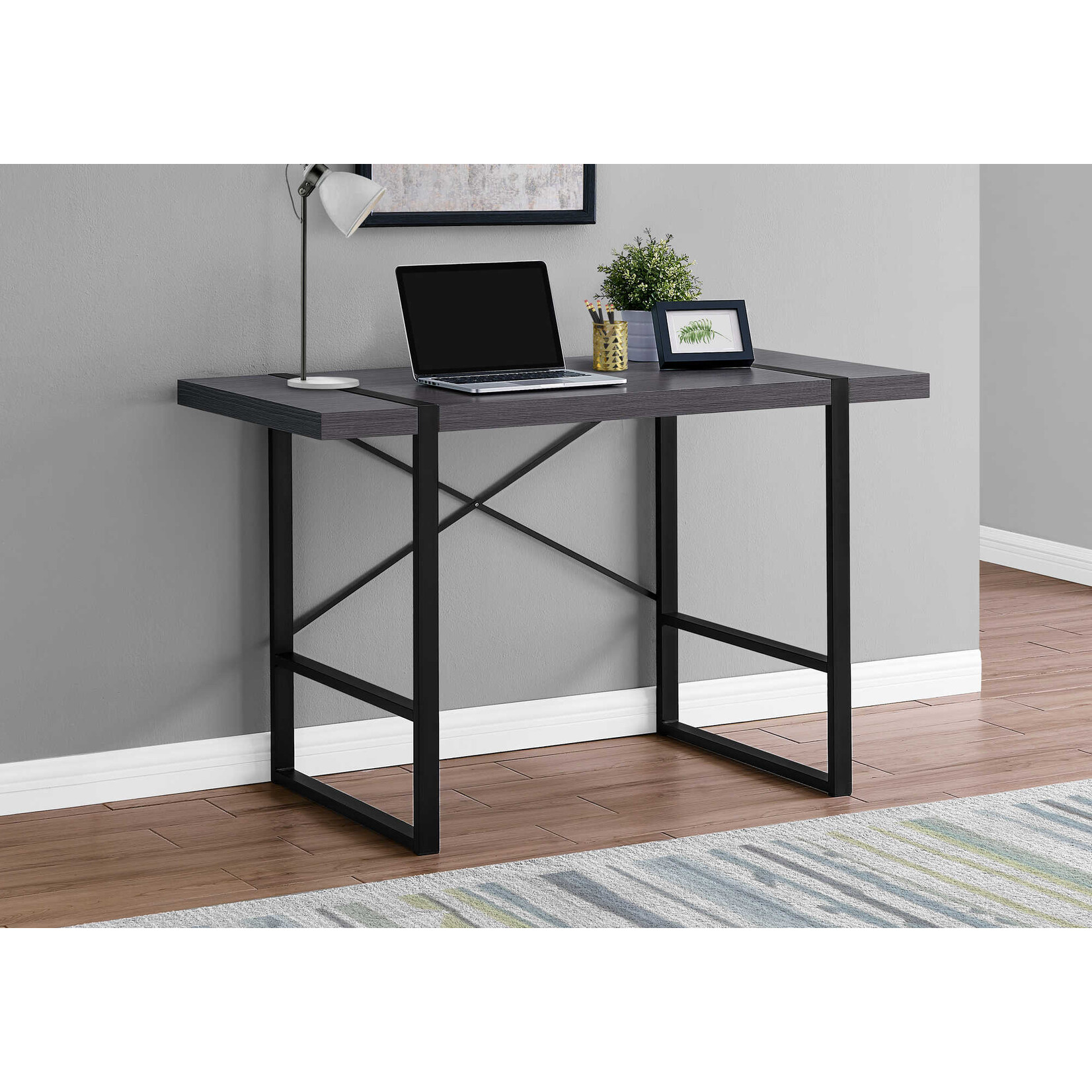 BUREAU - 48"L / GRIS / METAL NOIR