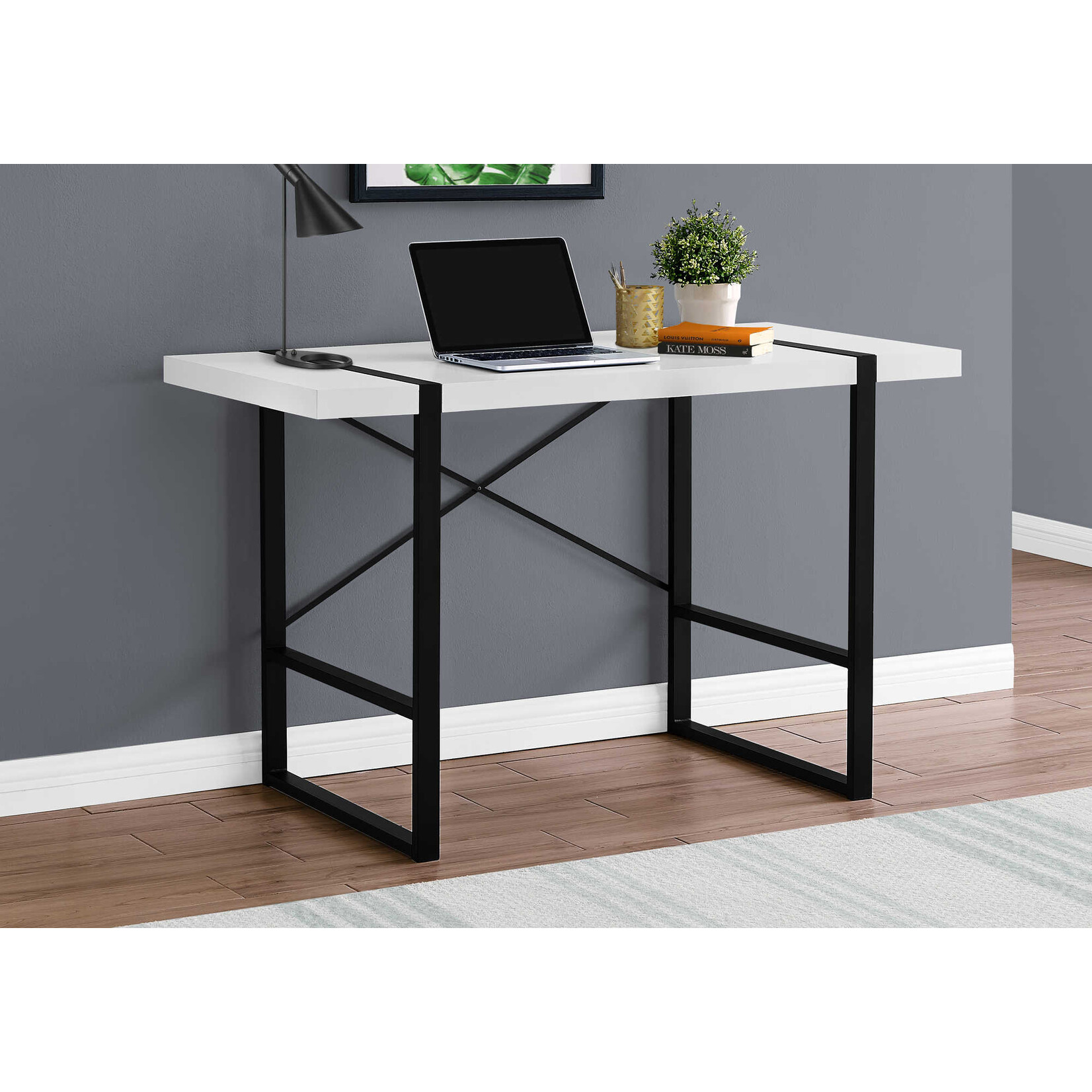 BUREAU - 48"L / BLANC / METAL NOIR