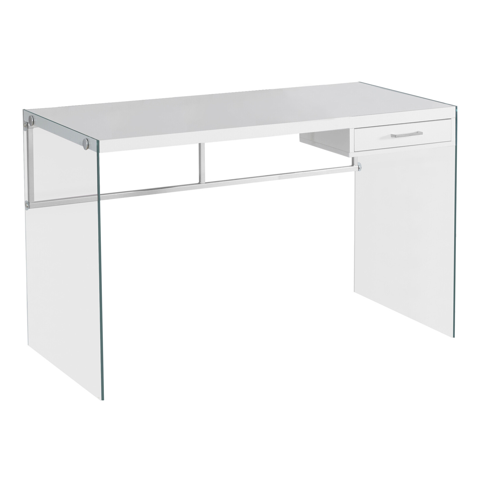 COMPUTER DESK - 48"L / GLOSSY WHITE / TEMPERED GLASS