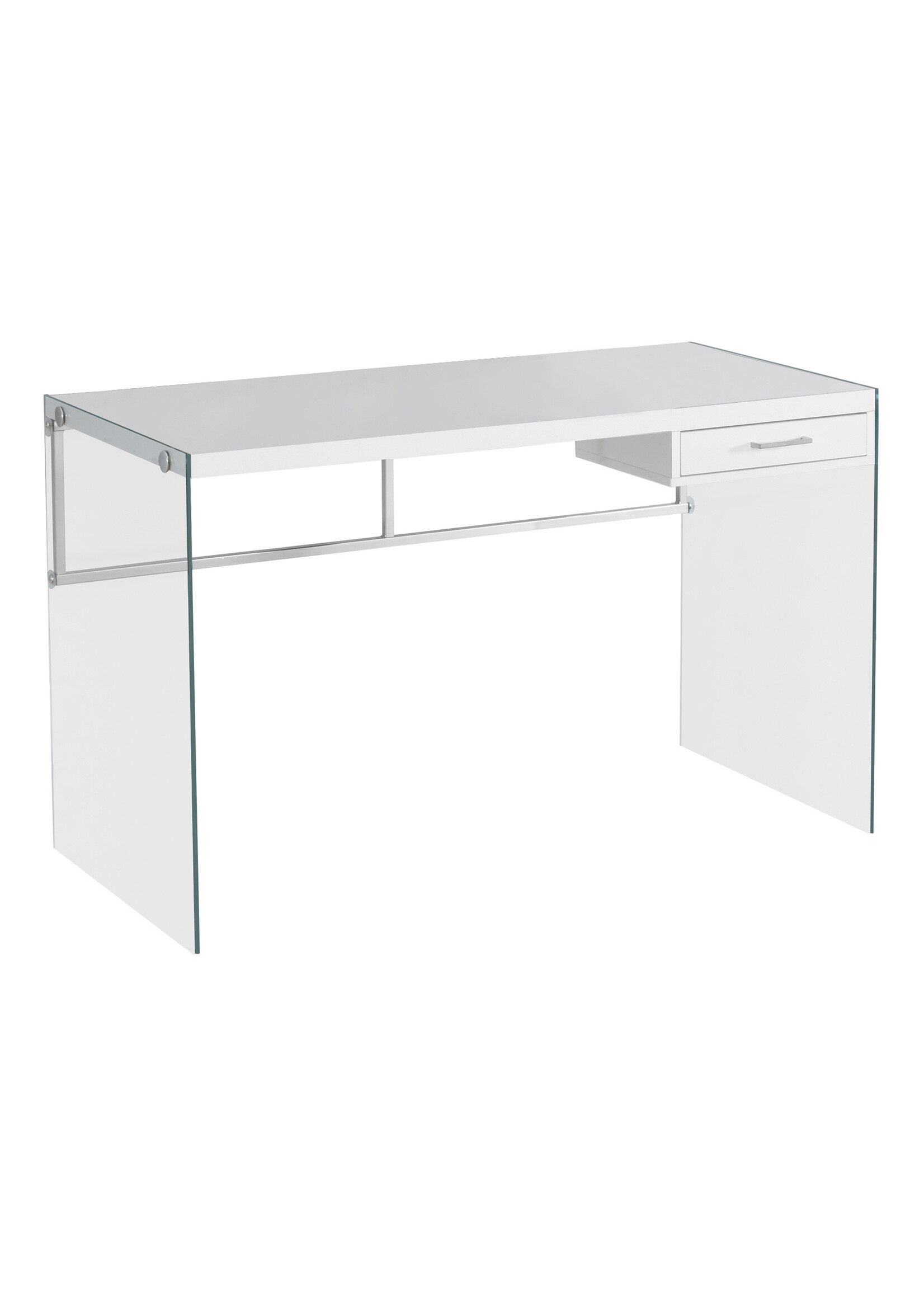 BUREAU - 48"L / BLANC LUSTRE / VERRE TREMPE