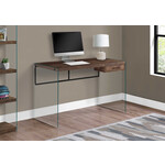 COMPUTER DESK - 48"L / BROWN RECLAIMED WOOD/ GLASS PANELS