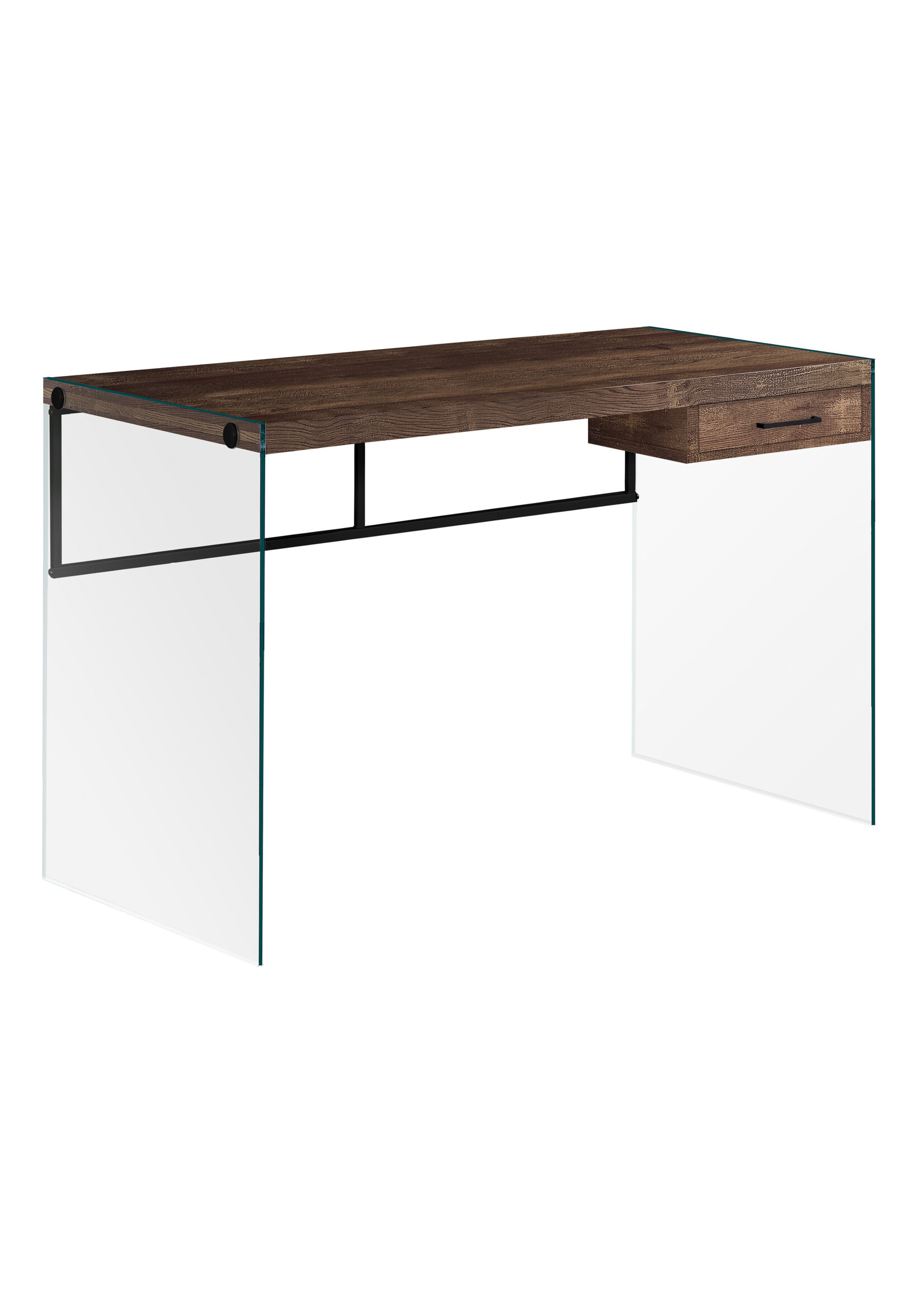 COMPUTER DESK - 48"L / BROWN RECLAIMED WOOD/ GLASS PANELS