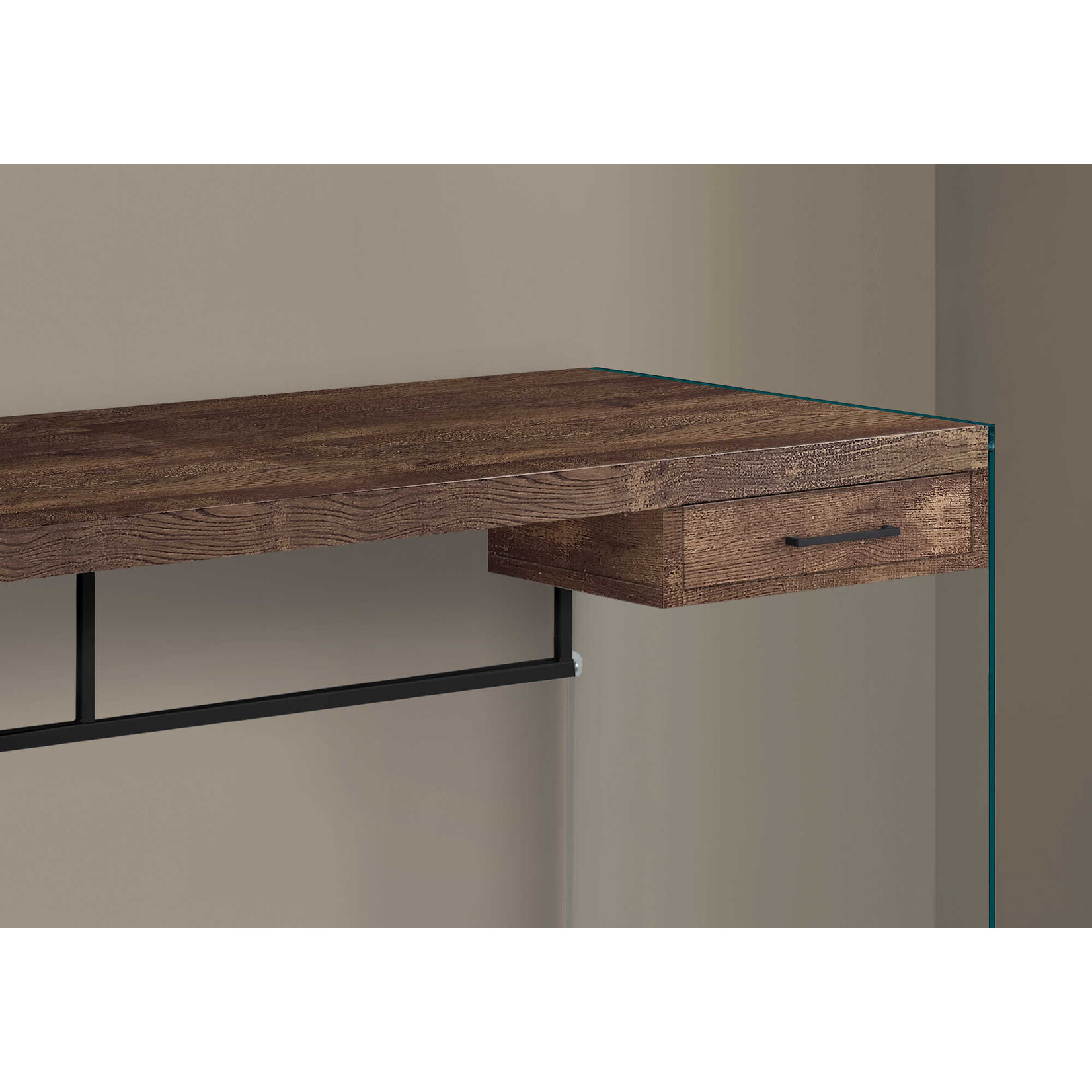 COMPUTER DESK - 48"L / BROWN RECLAIMED WOOD/ GLASS PANELS
