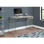 COMPUTER DESK - 48"L / GREY RECLAIMED WOOD / GLASS PANELS