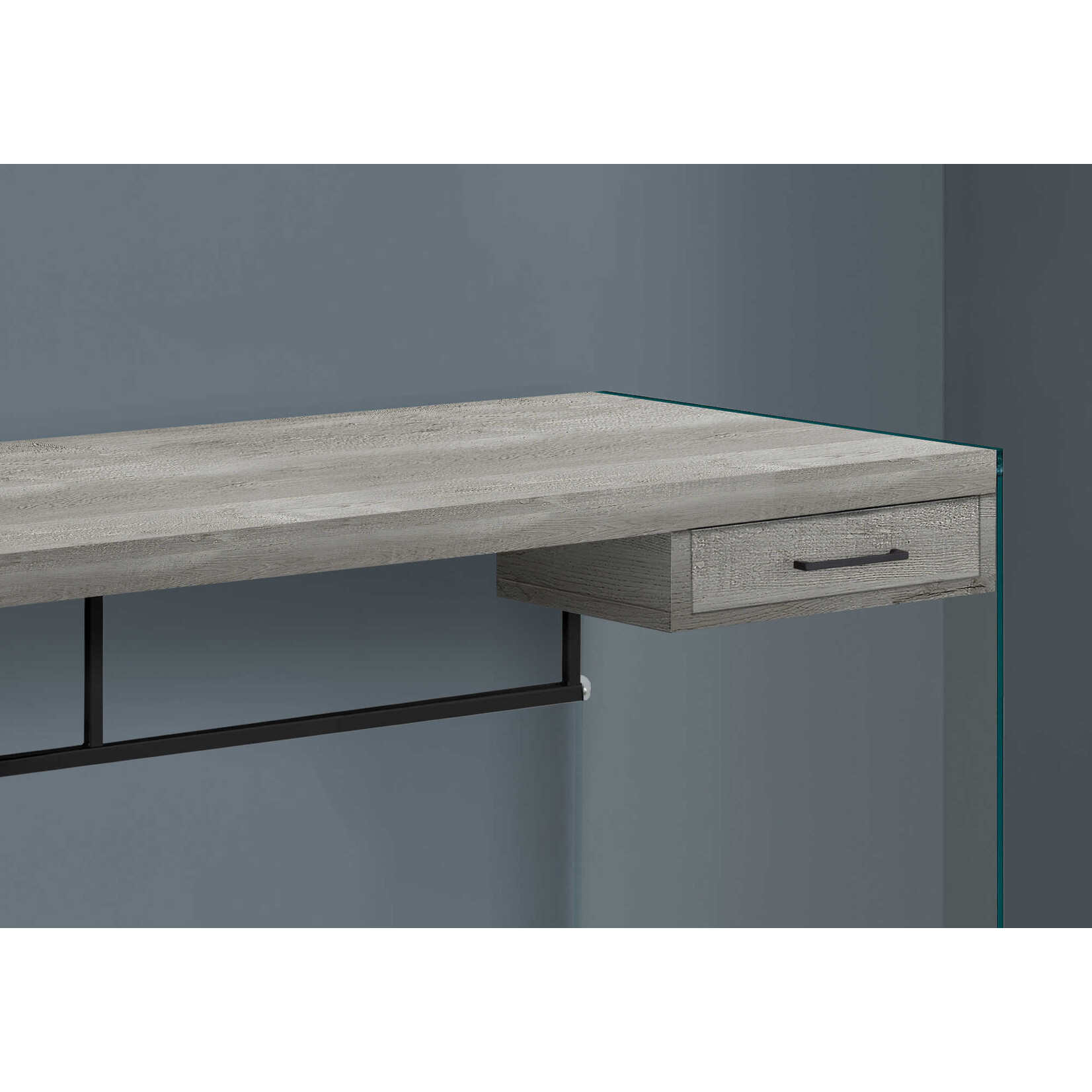 COMPUTER DESK - 48"L / GREY RECLAIMED WOOD / GLASS PANELS