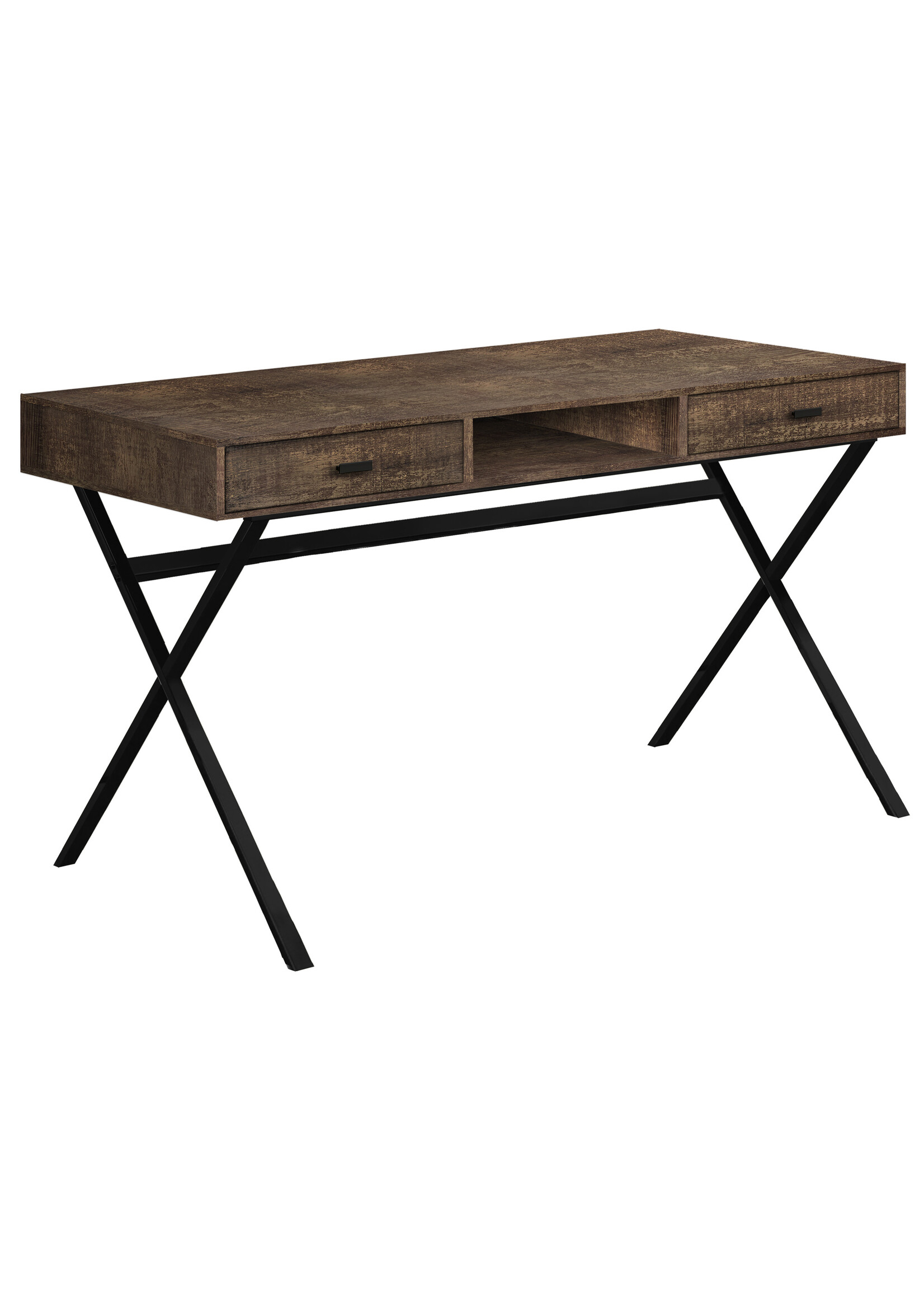 BUREAU - 48"L / FAUX BOIS BRUN / METAL NOIR