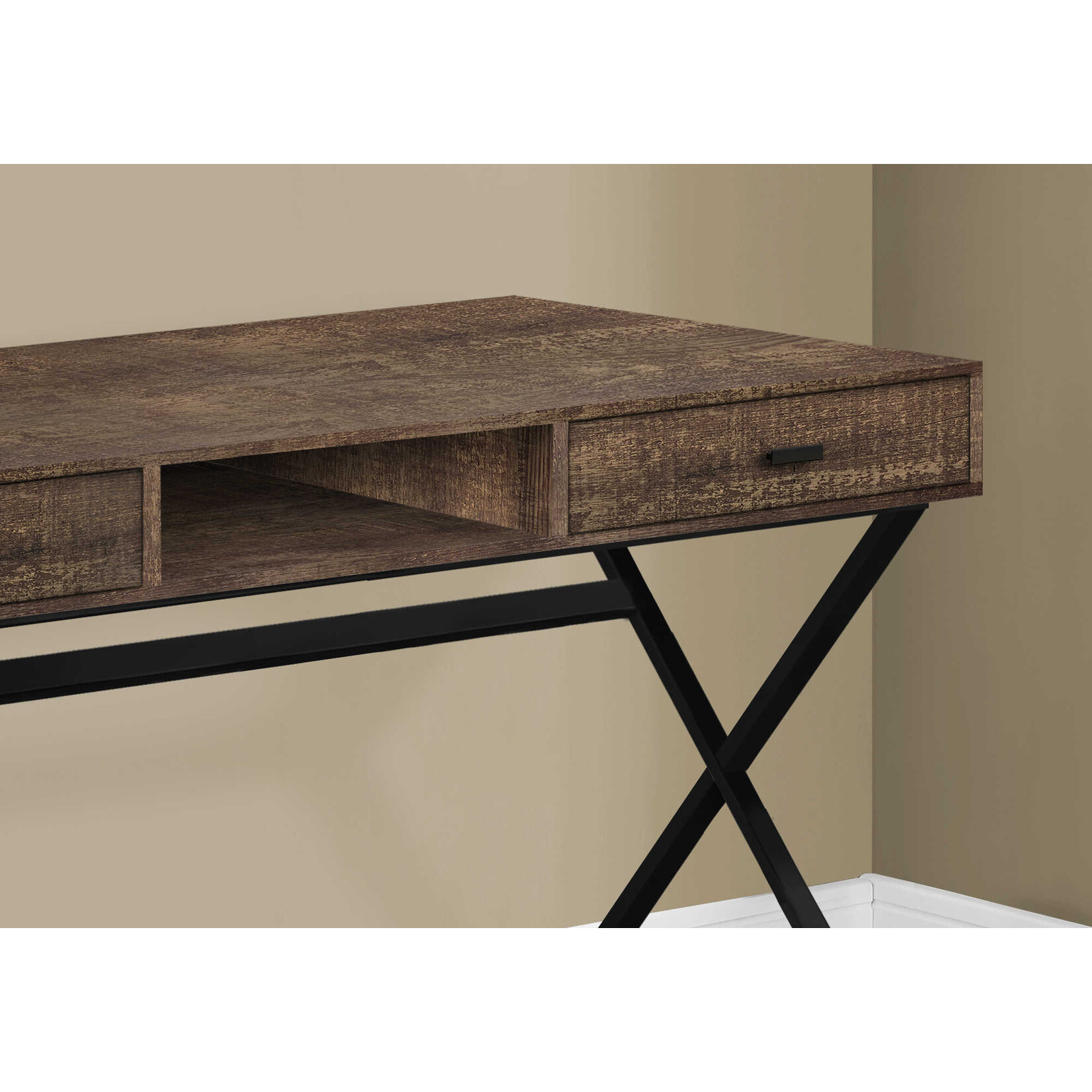 COMPUTER DESK - 48"L / BROWN RECLAIMED WOOD / BLACK METAL