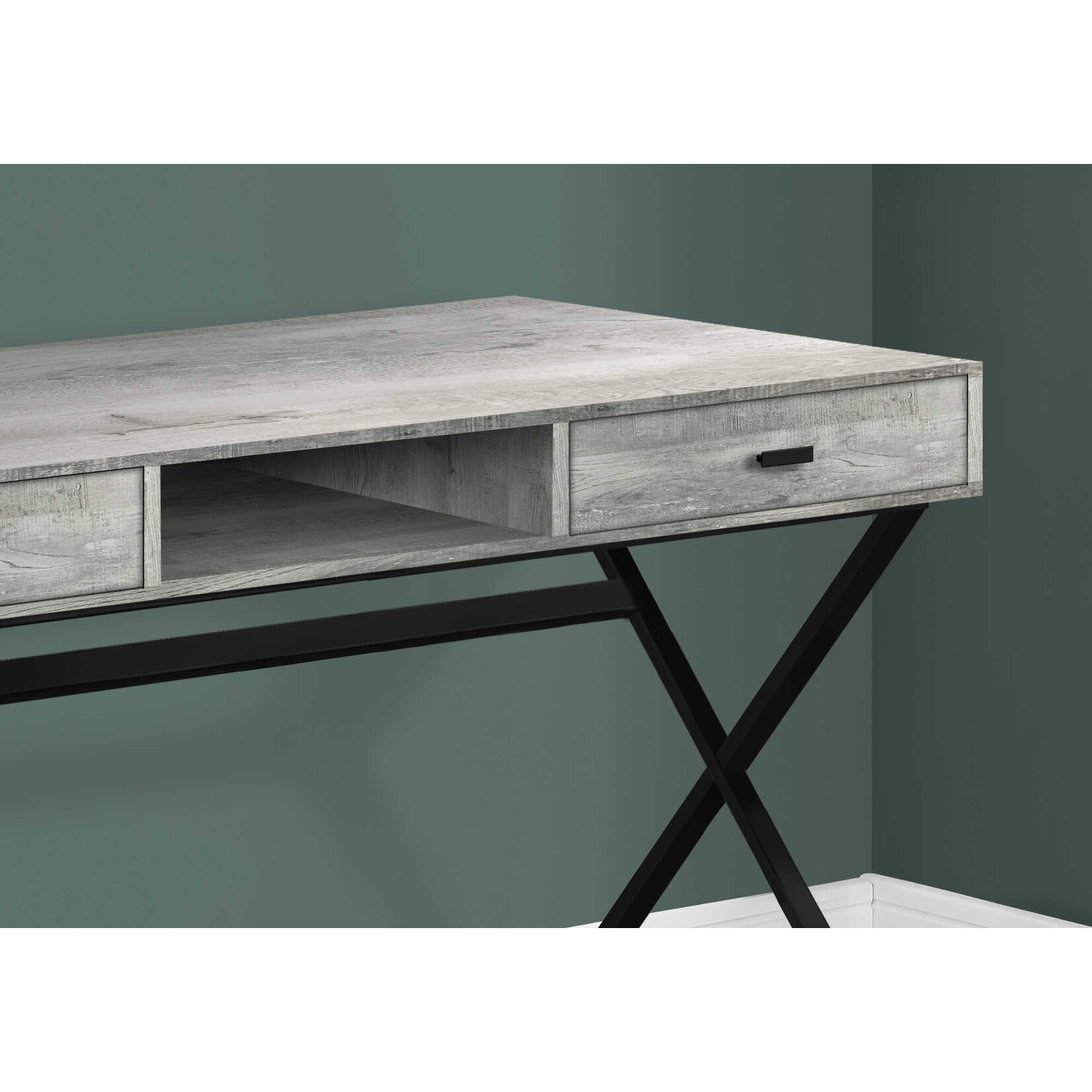COMPUTER DESK - 48"L / GREY RECLAIMED WOOD / BLACK METAL