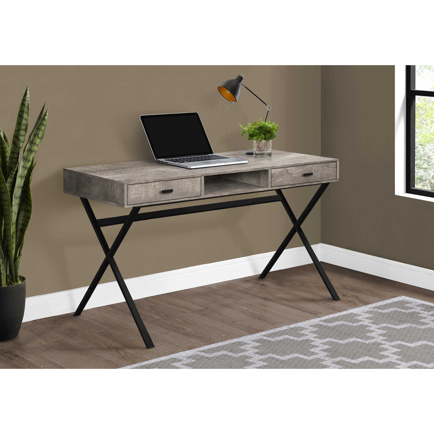 COMPUTER DESK - 48"L / TAUPE RECLAIMED WOOD / BLACK METAL