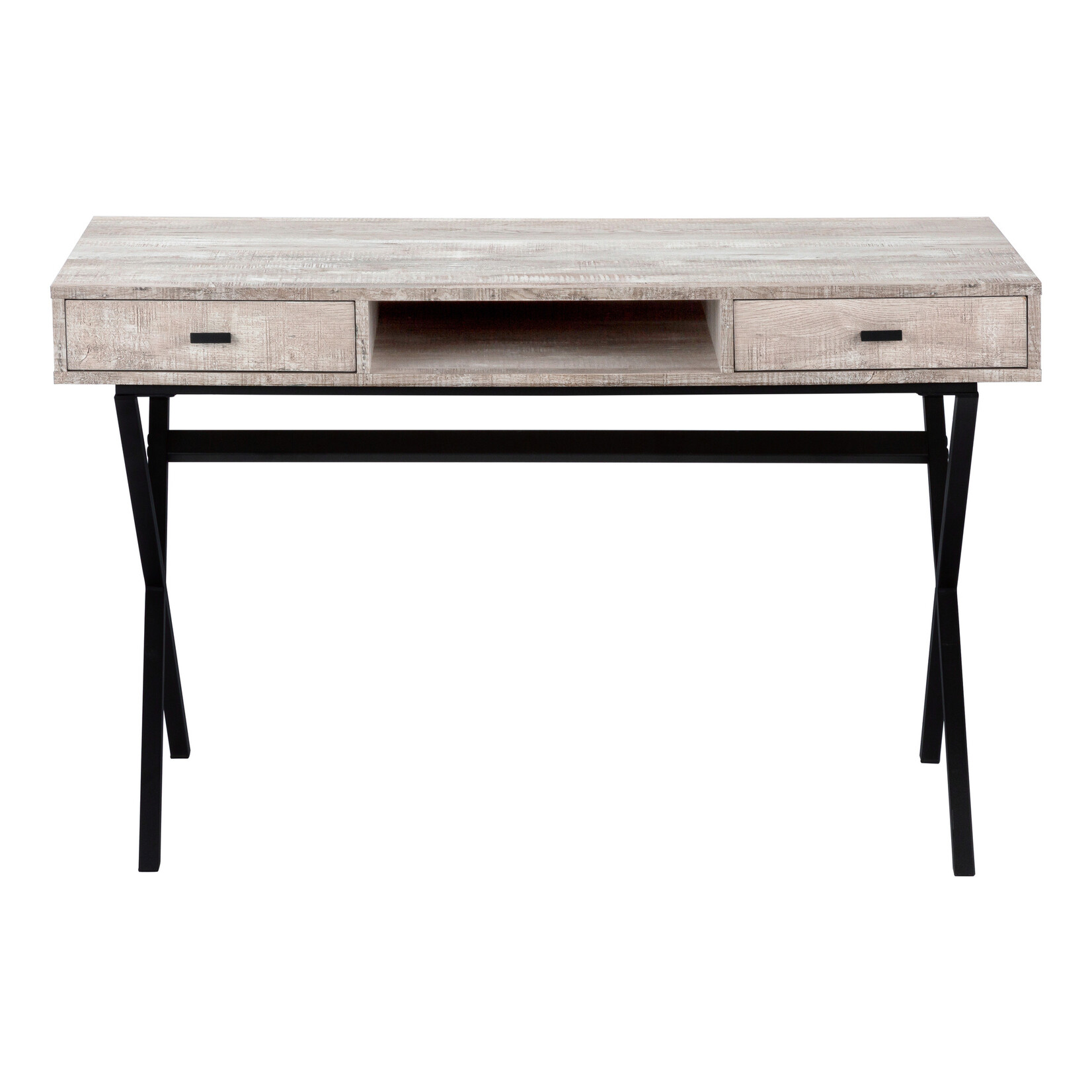 BUREAU - 48"L / FAUX BOIS TAUPE / METAL NOIR